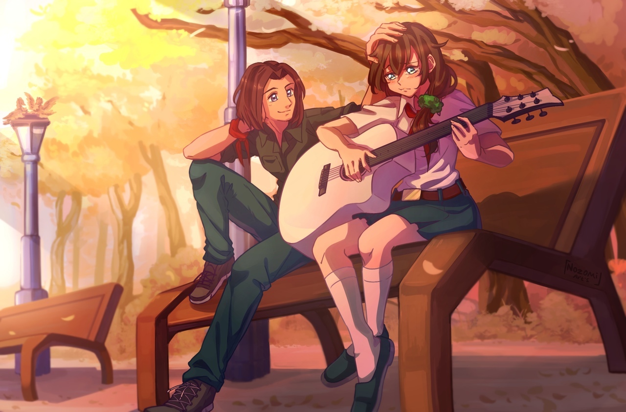 What does the guitar sing about... - Endless summer, Visual novel, Camp owlet, Art, Fan art