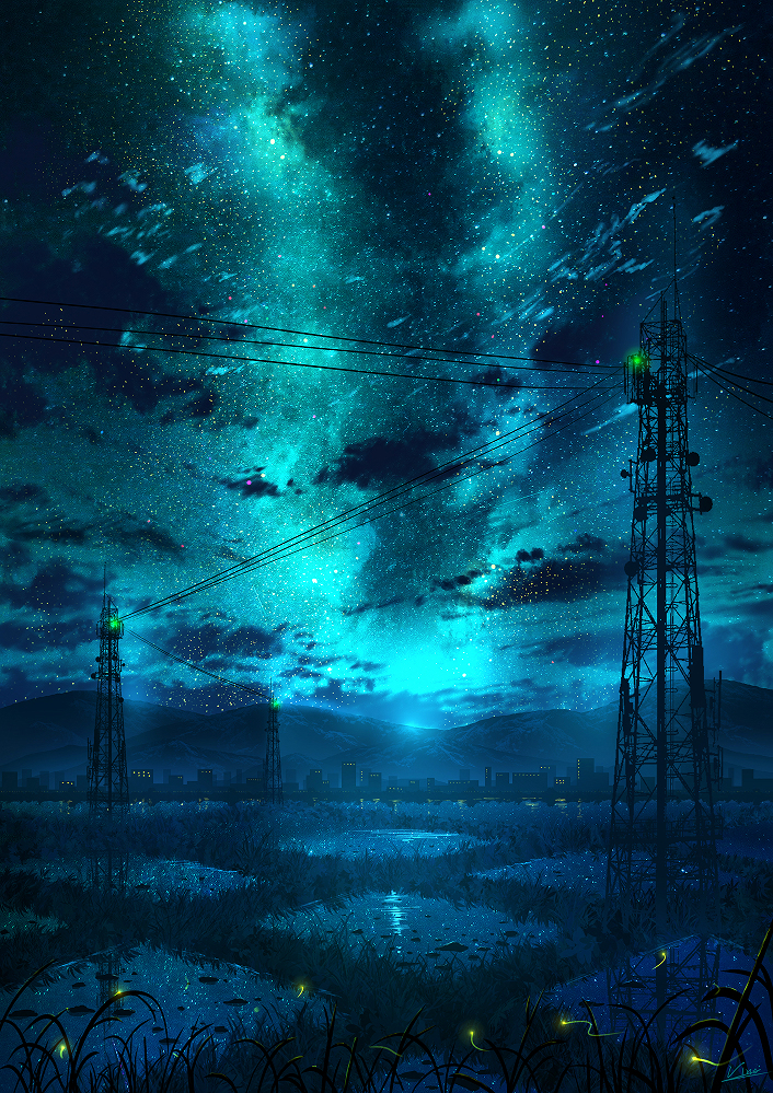 Sky - Art, Illustrations, Landscape, Night, Sky, Starry sky, Stars, Atmospheric, Longpost