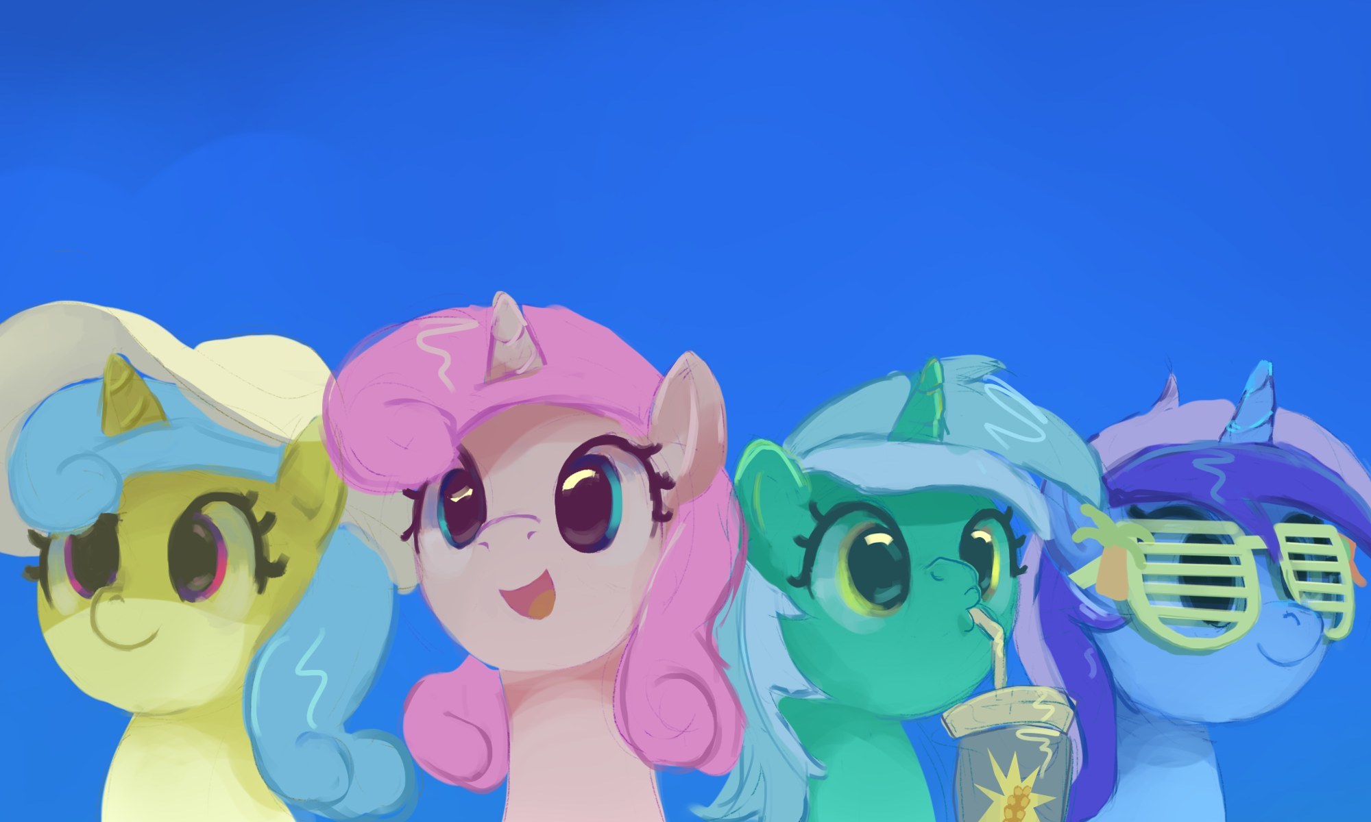 On vacation - My little pony, Art, Lyra heartstrings, Lemon hearts, Twinkle Shine, Minuette