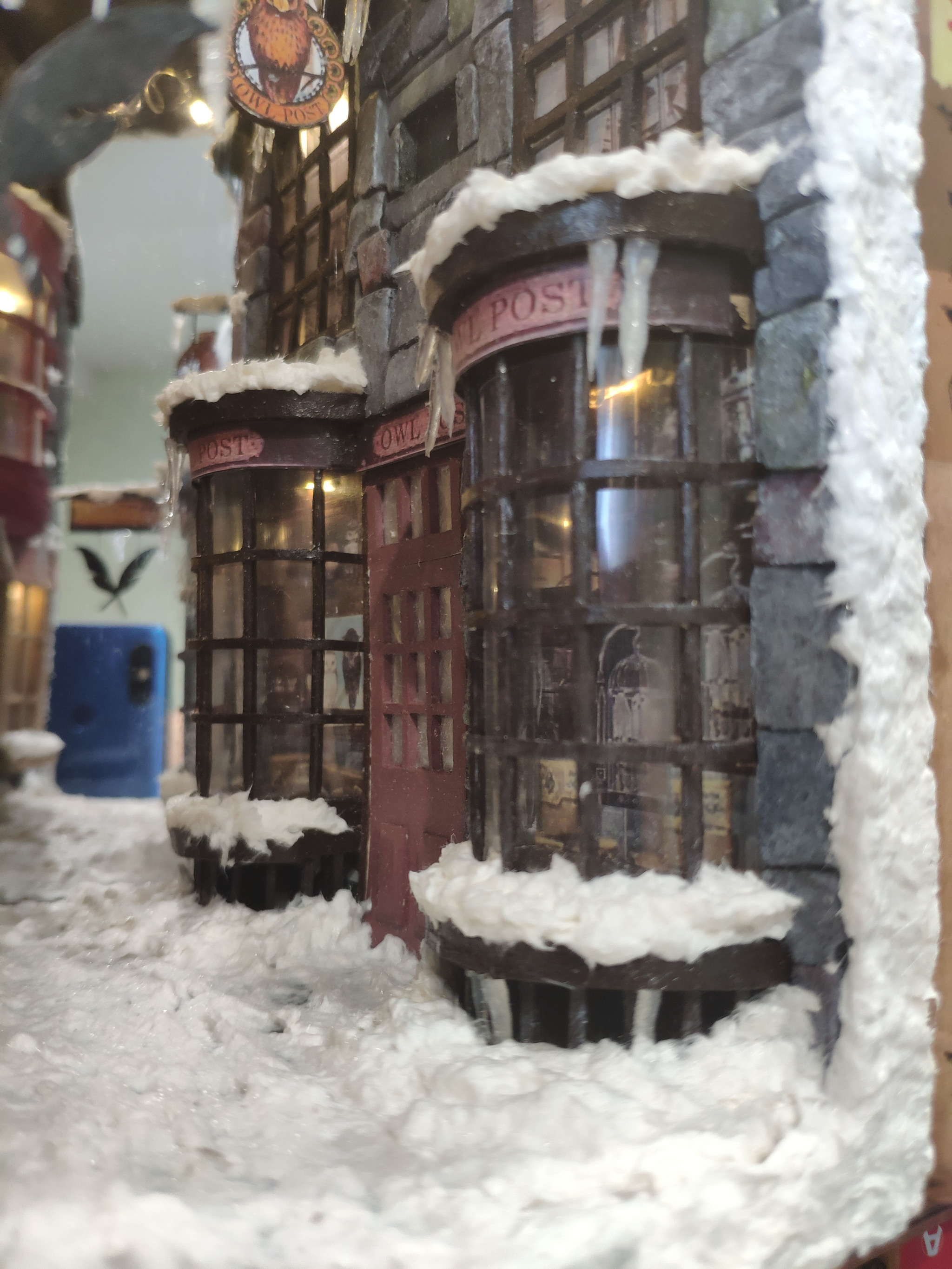 Winter Hogsmeade - insert on the bookshelf (book nook) based on the Harry Potter movie - My, Harry Potter, Hogsmeade, Longpost