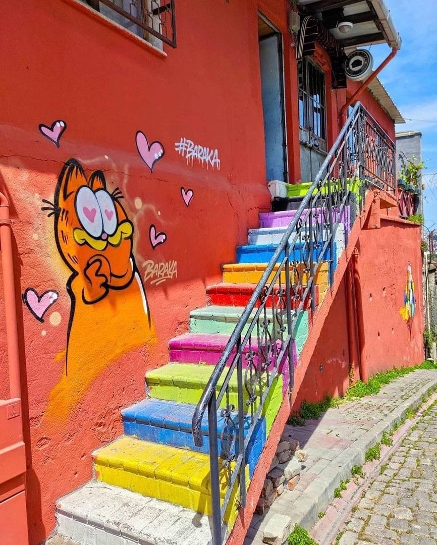 Cozy streets in Balat district, Istanbul, Turkey - Architecture, Turkey, Istanbul, The street, Cosiness, Rainbow, Multicolor, Longpost