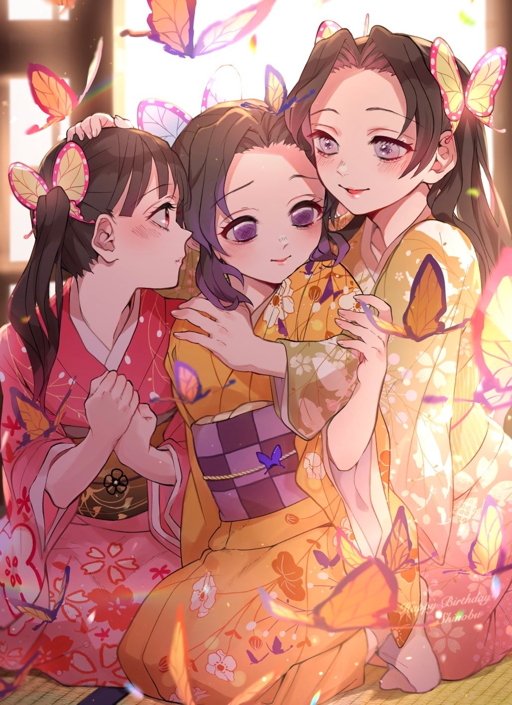 Shinobu Kochou - Kochou Shinobu, Anime Art, Аниме, Waifu, Анимешники, Длиннопост, Nezuko Kamado, Mitsuri Kanroji