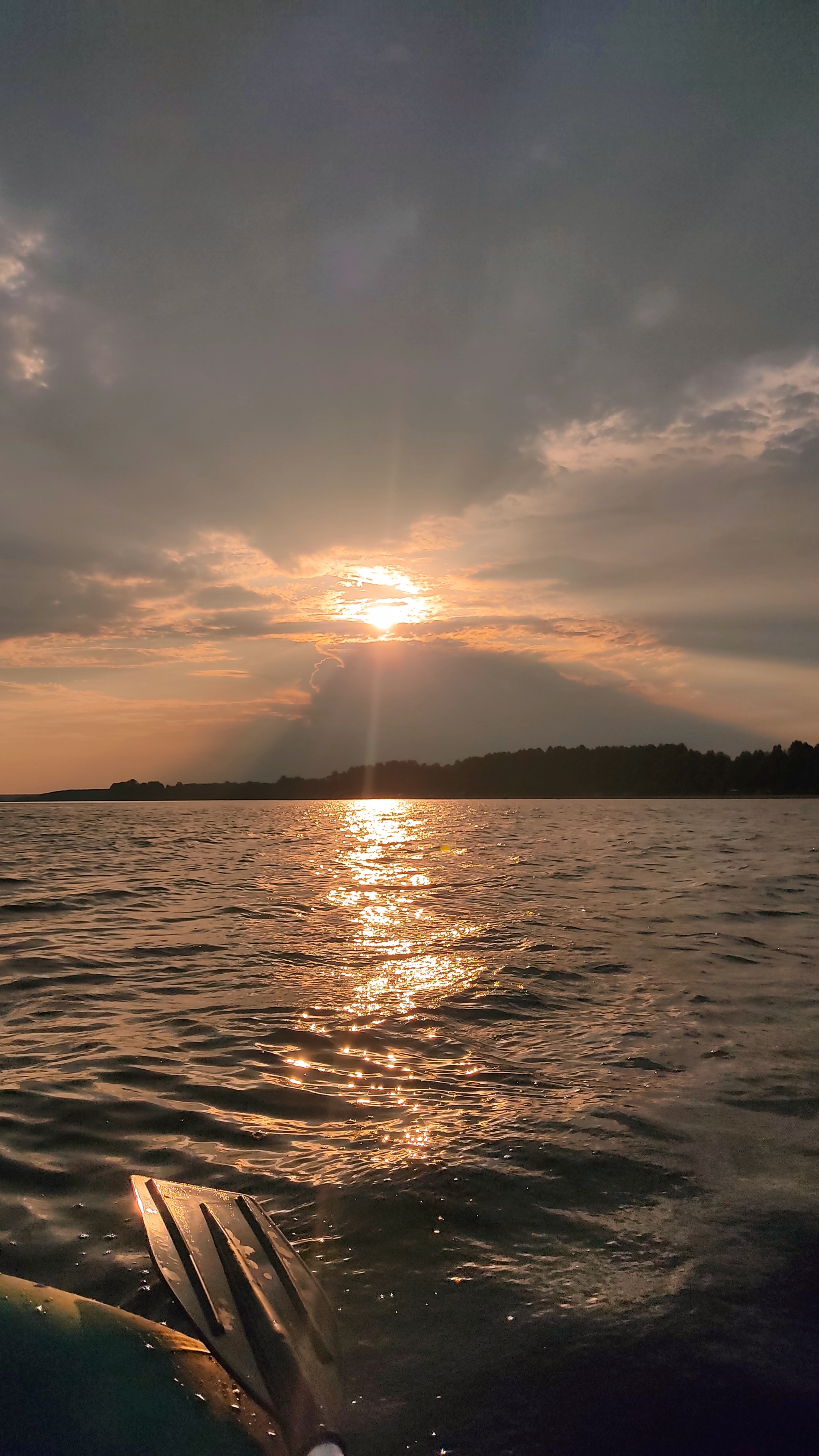 Gorky sea - My, Fishing, Sunset, Nature, The photo, Gorky Sea, A boat, Relaxation