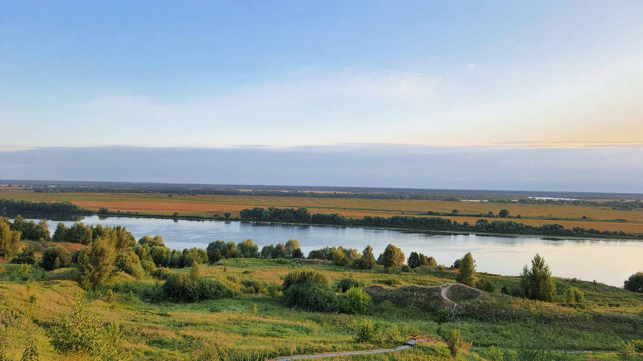 River Oka. - My, Konstantinovo, Mobile photography, Sunrise, Nature, Landscape, Samsung, Longpost, Sergey Yesenin