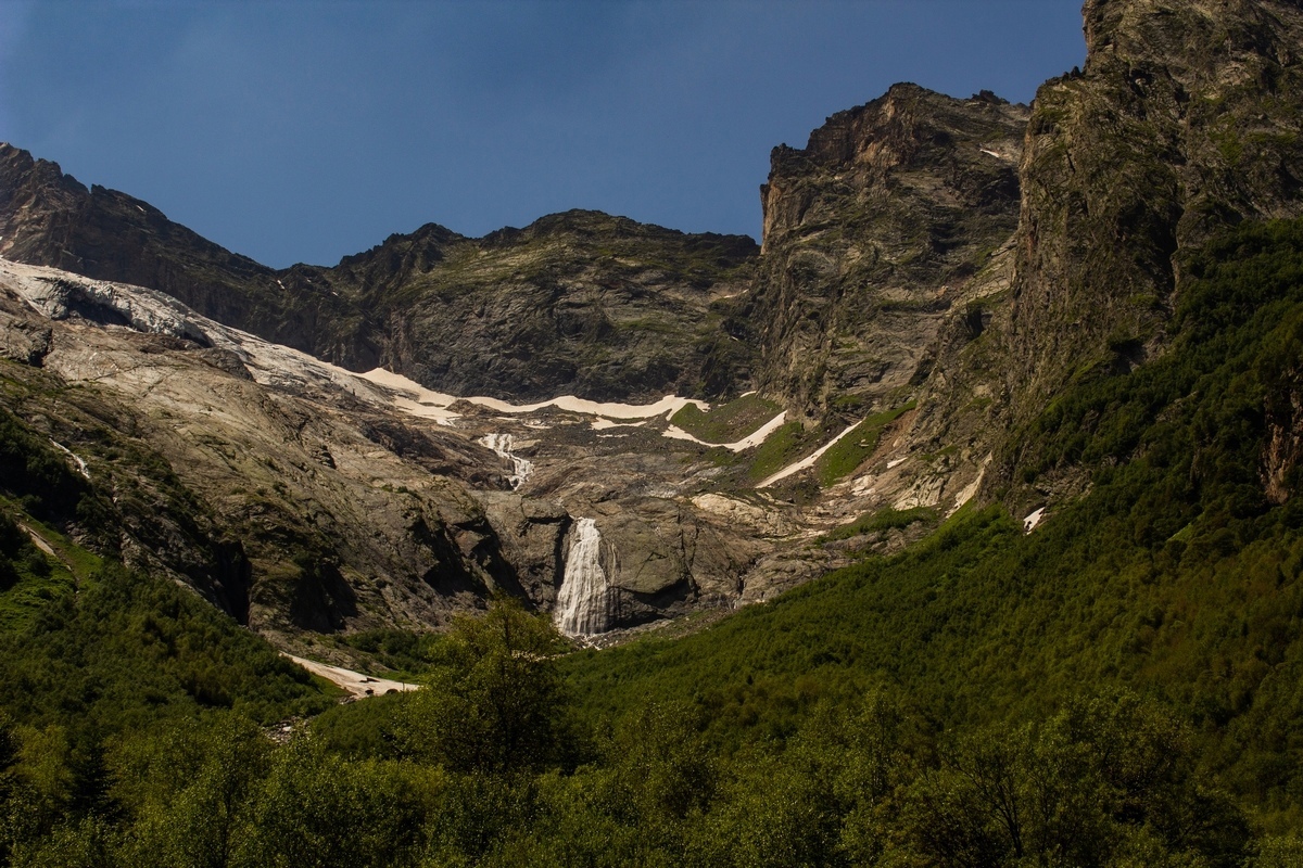 Photo from a two-day trip to Dombay. - My, The photo, The mountains, Caucasus, Dombay, Dombay-Ulgen, Waterfall, River, Hike, , Travels, Travel across Russia, Longpost