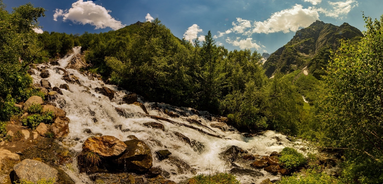 Photo from a two-day trip to Dombay. - My, The photo, The mountains, Caucasus, Dombay, Dombay-Ulgen, Waterfall, River, Hike, , Travels, Travel across Russia, Longpost