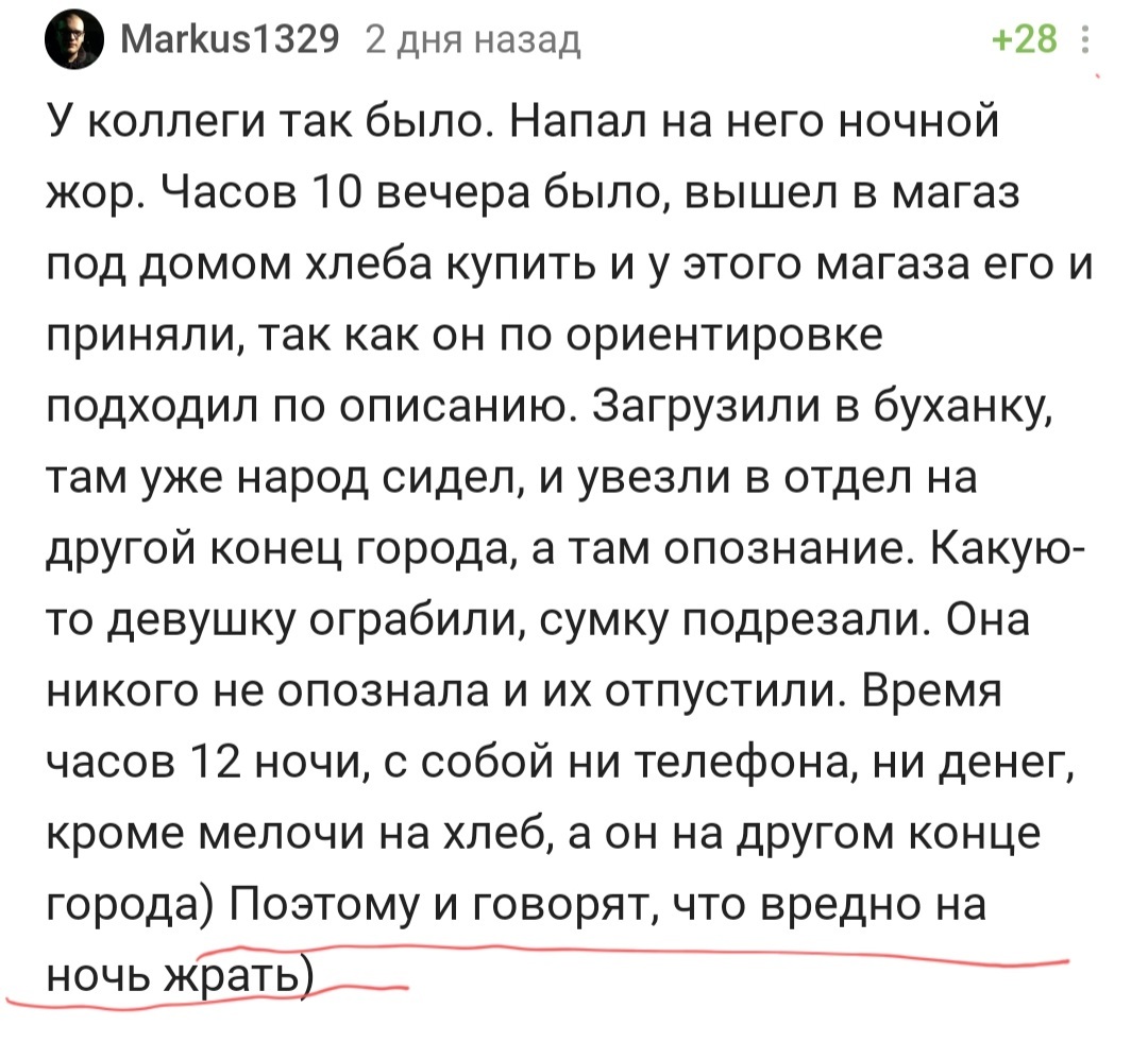 Стоящий вывод из ситуации - Истории из жизни, Задержание, Юмор, Диета, Комментарии на Пикабу, Скриншот