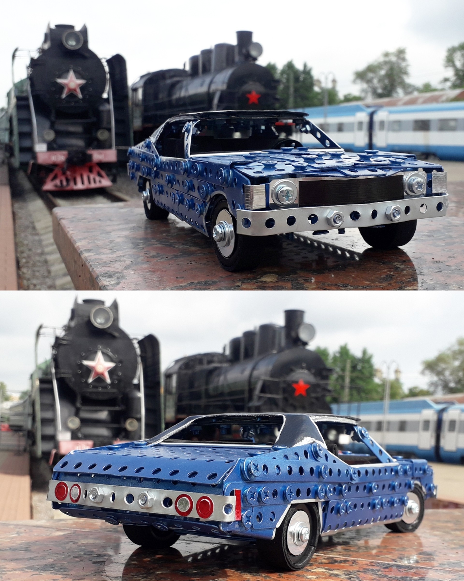 1972 Chevrolet Chevelle made of metal constructor, wire, rubber, leather and cardboard - My, Chevrolet, Locomotive, Constructor, Retro car, Modeling, Retro, Homemade