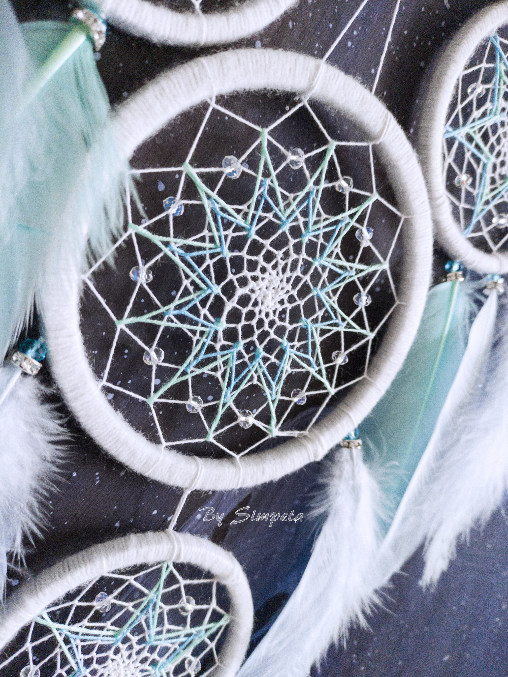 Dreamcatcher Ice Star - My, Bysimpeta, Dreamcatcher, Creation, Needlework, Hobby, Needlework without process, With your own hands, White, , Ice, Longpost