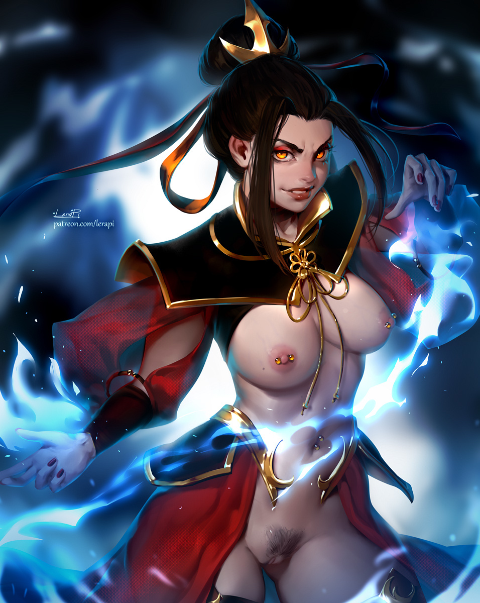 Azula in anger (supplement) - NSFW, Art, Drawing, Avatar, Avatar: The Legend of Aang, Azula, Girls, Erotic, Hand-drawn erotica, , Boobs, Labia, Clitoris, Pubes, Piercing, Lerapi, Longpost