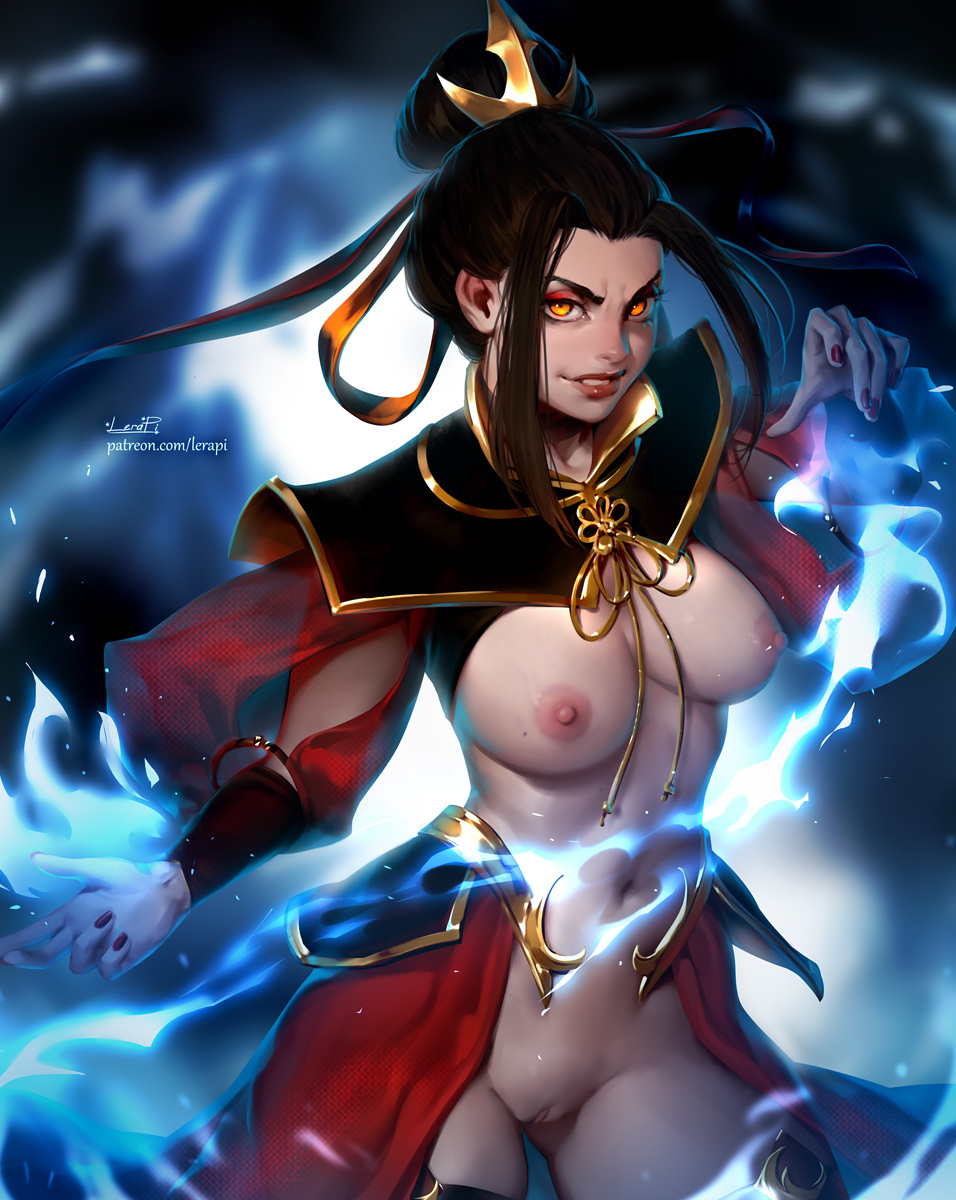 Azula in anger (supplement) - NSFW, Art, Drawing, Avatar, Avatar: The Legend of Aang, Azula, Girls, Erotic, Hand-drawn erotica, , Boobs, Labia, Clitoris, Pubes, Piercing, Lerapi, Longpost