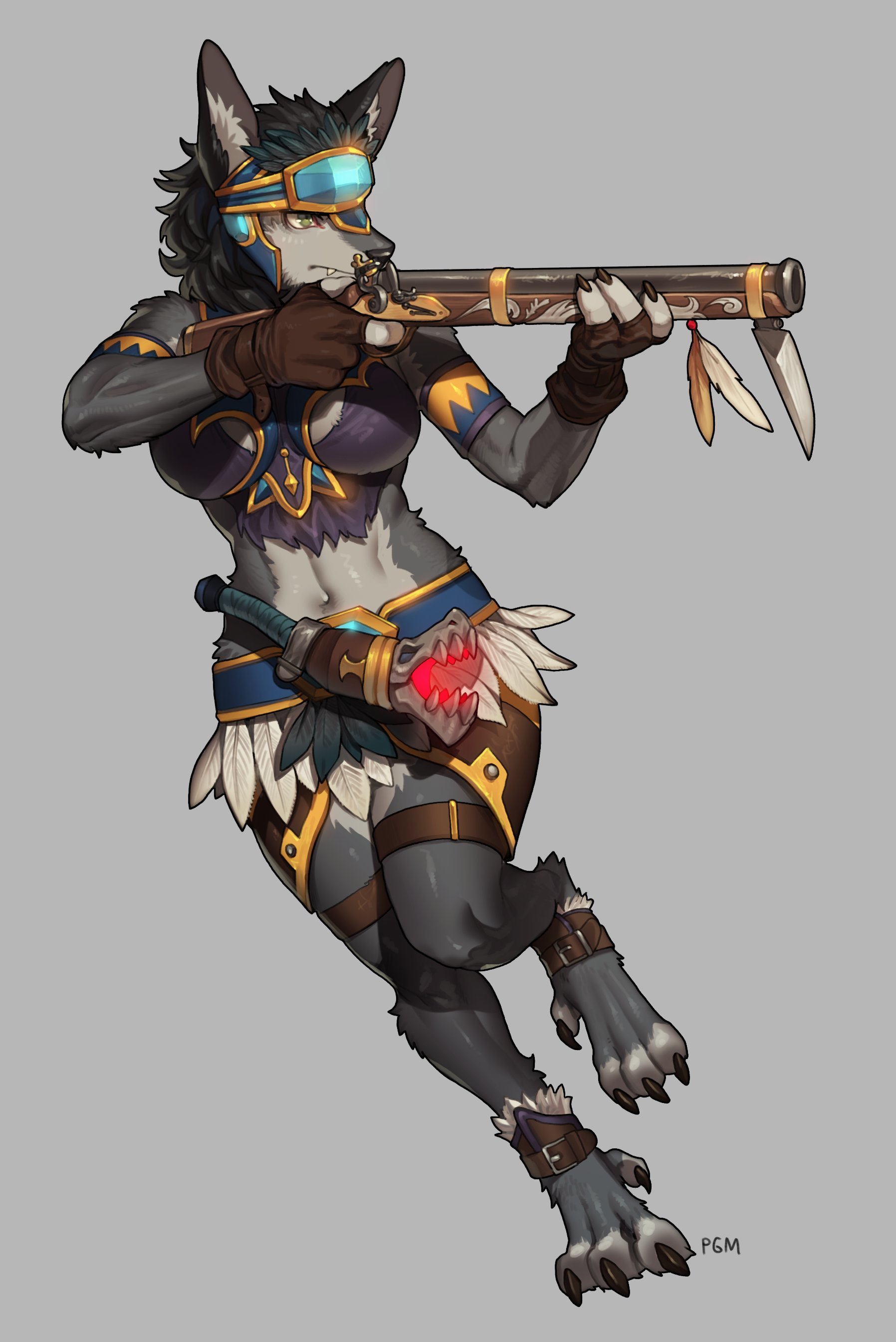 Huntress - Furry, Anthro, Art, Furry wolf, Worgen, World of warcraft, Pgm300