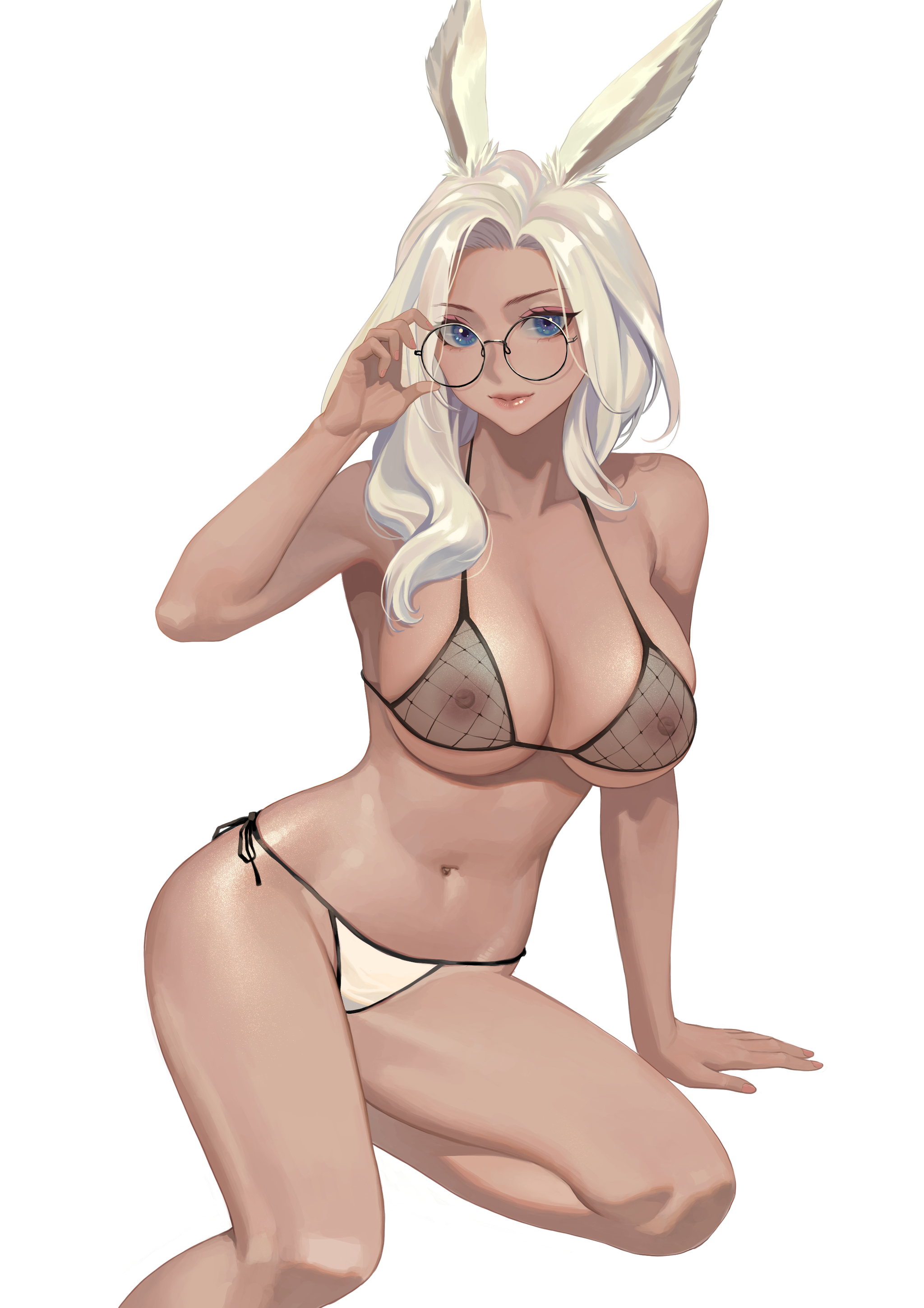 Viera - NSFW, Art, Drawing, Final Fantasy, Viera, Girls, Erotic, Hand-drawn erotica, Game art, , Boobs, Underwear, Girl in glasses, Bunny ears