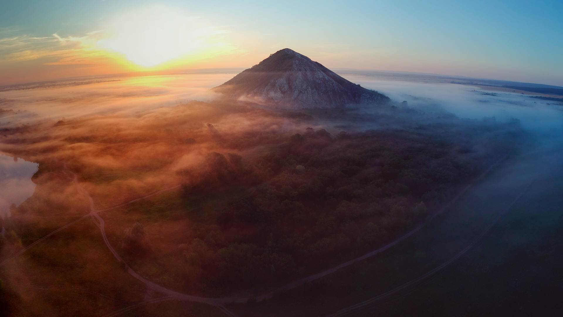 Foggy dawn near Yuraktau - My, Bashkortostan, Yuraktau, Drone, Dji