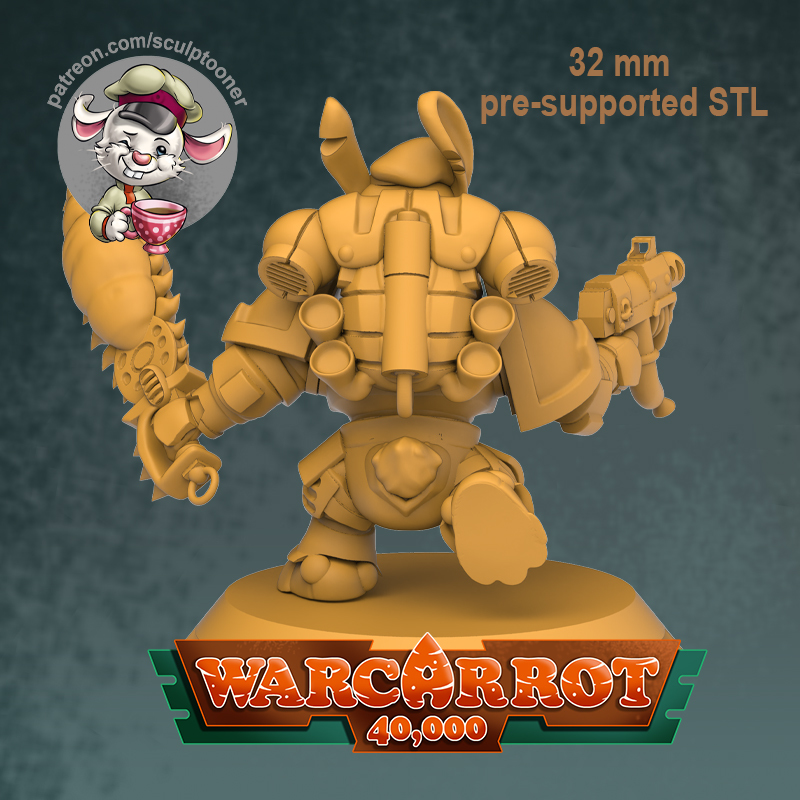 WarCarrot 40000 - шуточный отряд космозайцев для Вархамера - Моё, Wh Art, Wh miniatures, Warhammer 40k, Warhammer, Миниатюра, Покраска, Покраска миниатюр, 3D печать, , 3D принтер, 3D, 3D моделирование, Настольный варгейм, Длиннопост