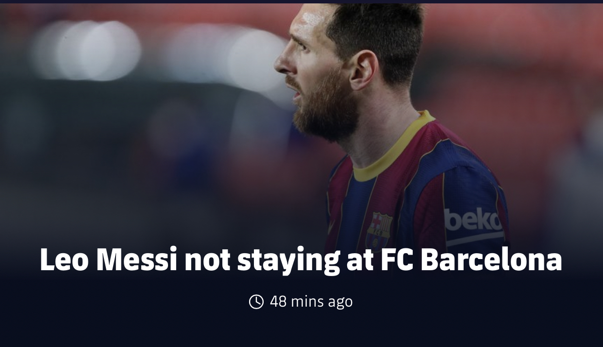 Messi leaves Barcelona - Lionel Messi, Football