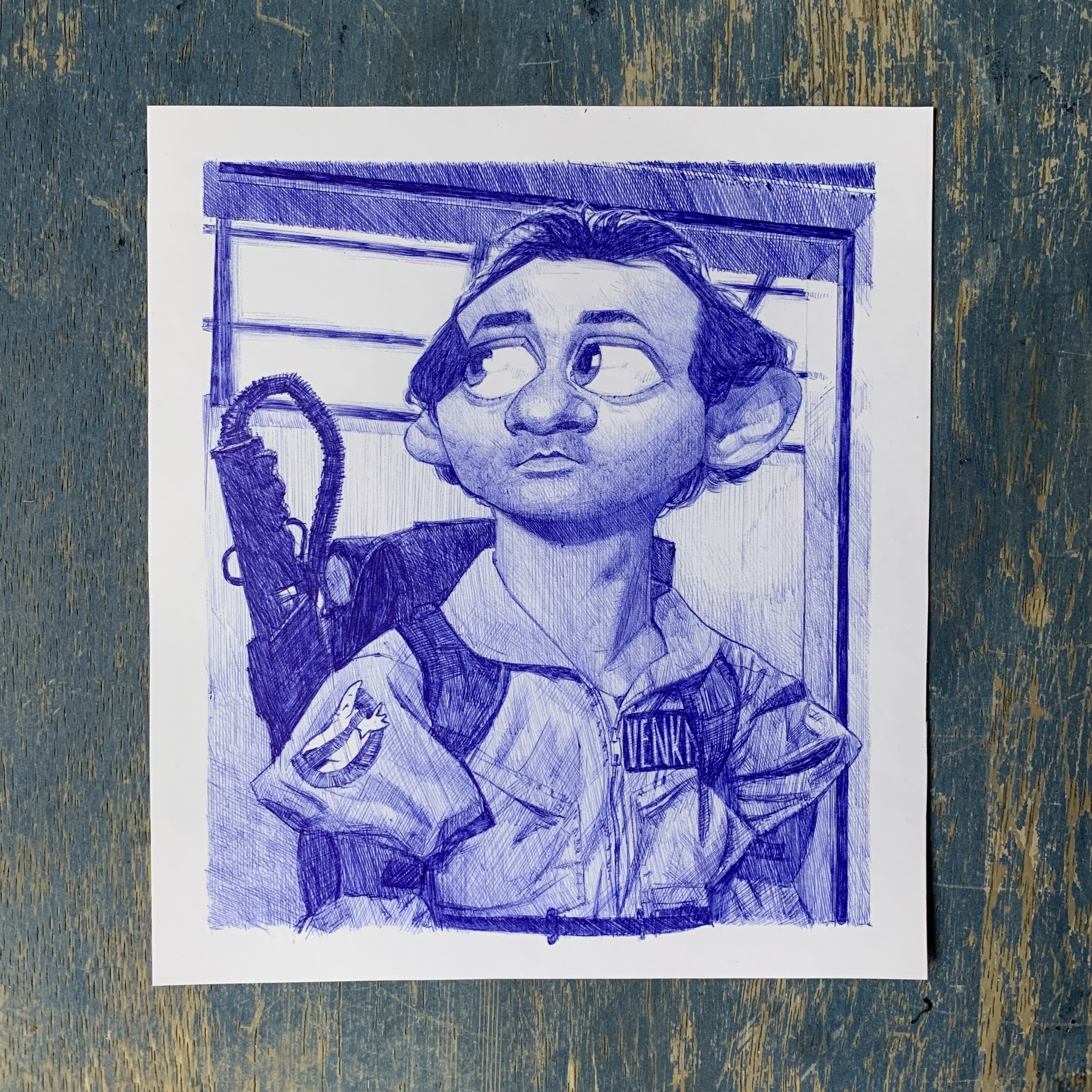 Peter Venkman - My, Pen drawing, Caricature, Portrait, Ghostbusters, Bill Murray