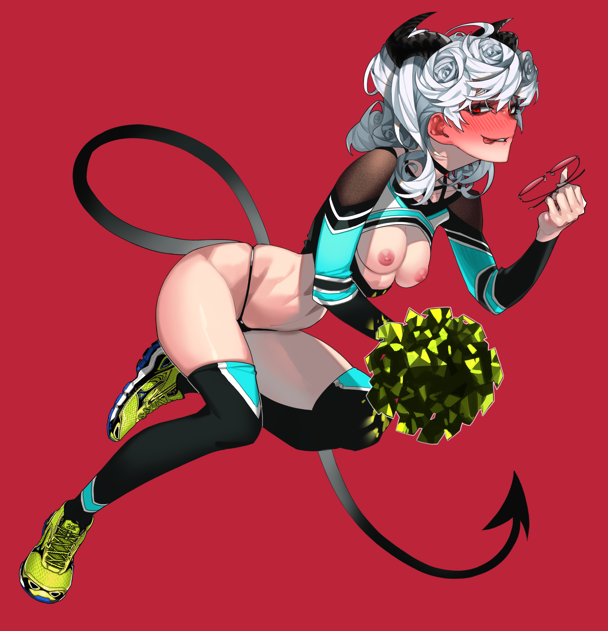 Cheerleader Pandemonica - NSFW, Anime, Anime art, Pandemonica, Helltaker, Games, Art, Girls, Boobs, , Hand-drawn erotica, Pantsu