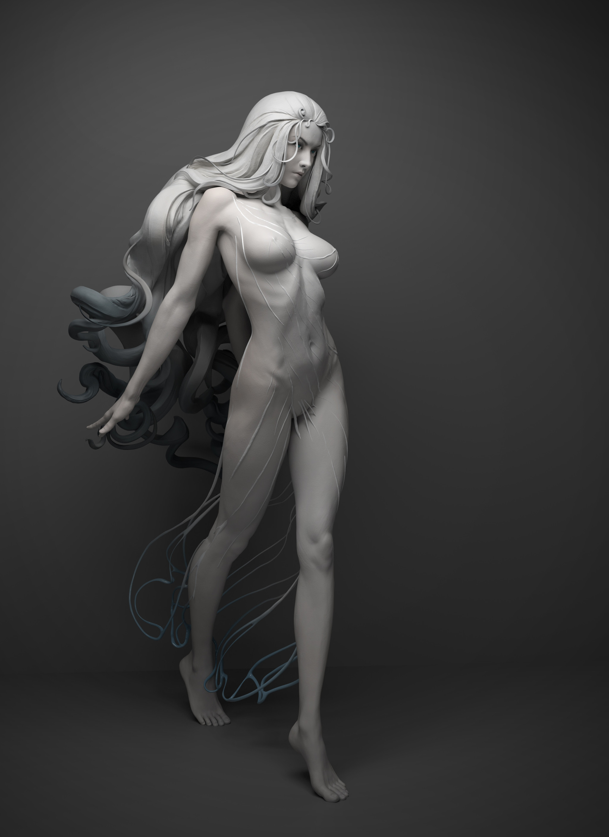 Weightless robe - NSFW, Drawing, 3D, Girls, Transparency, Erotic, Art, Longpost, Qi Sheng Luo