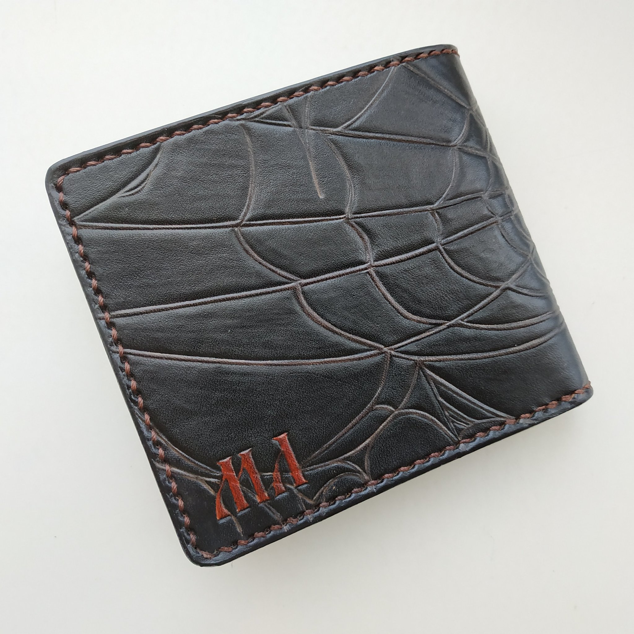 Bifolds - My, Leather, Leather products, Beefold, Smaug, Tarantula, Wolf, Handmade, Embossing on leather, , Needlework with process, Longpost