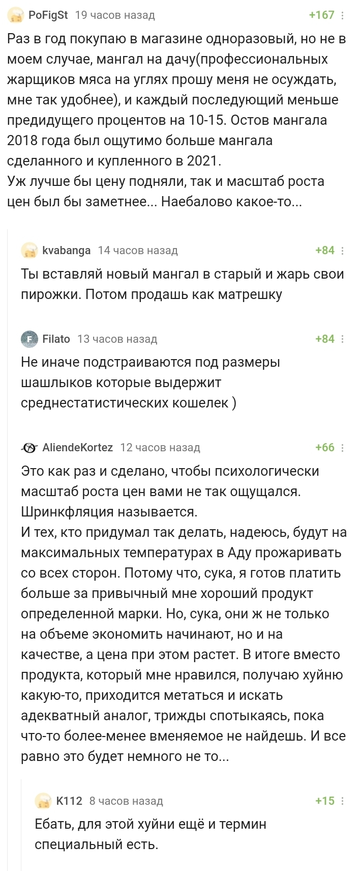 Шринкфляция - Скриншот, Комментарии, Комментарии на Пикабу, Инфляция, Длиннопост, Мат, Шринкфляция