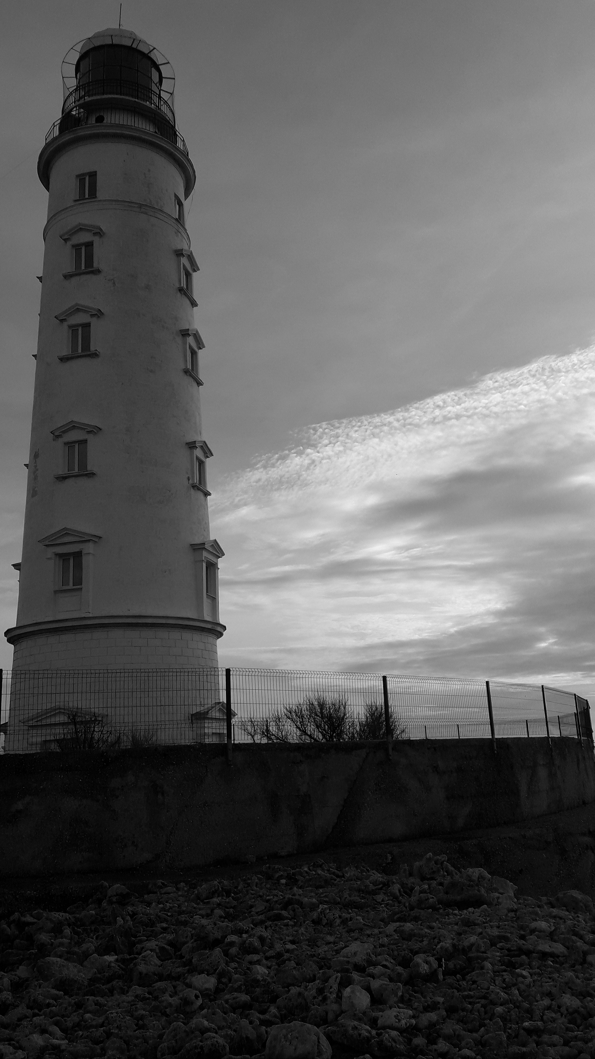 Lighthouse - My, Lighthouse, Sevastopol, Sea, Black and white photo, Mobile photography, Longpost