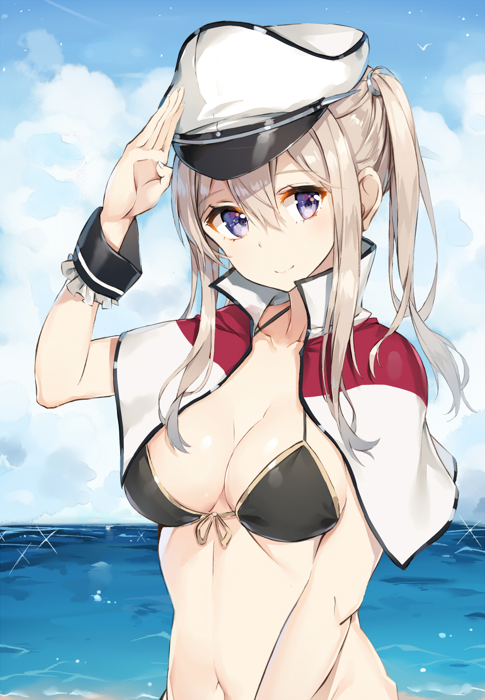 Graf Zeppelin and Kashima - NSFW, Kantai collection, Anime, Anime art, Graf Zeppelin, Kashima, Sugoi dekai, Boobs, Swimsuit, , Bikini, Longpost