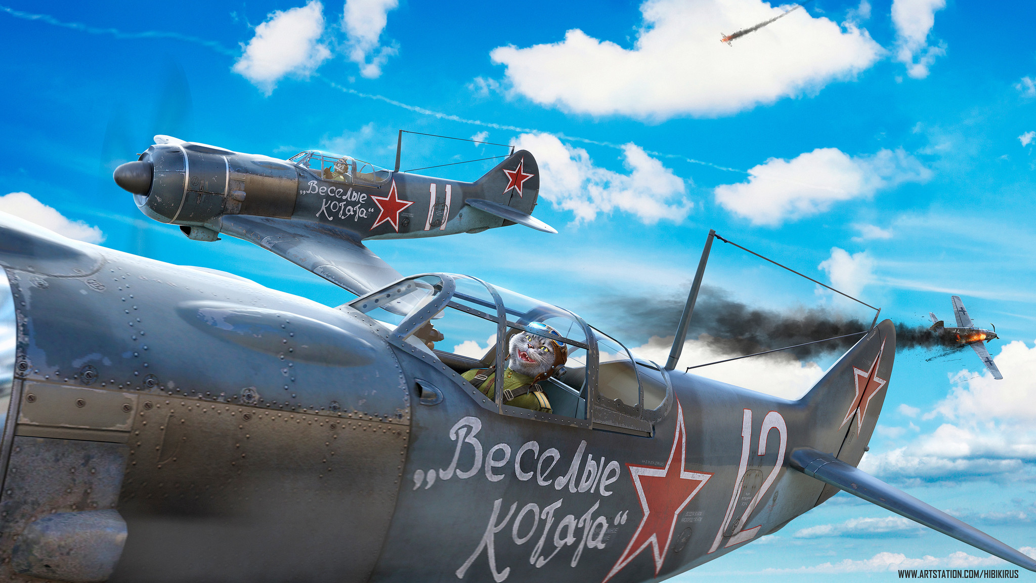 funny kittens - Art, cat, Airplane, The Second World War, Anthro, Hibikirus