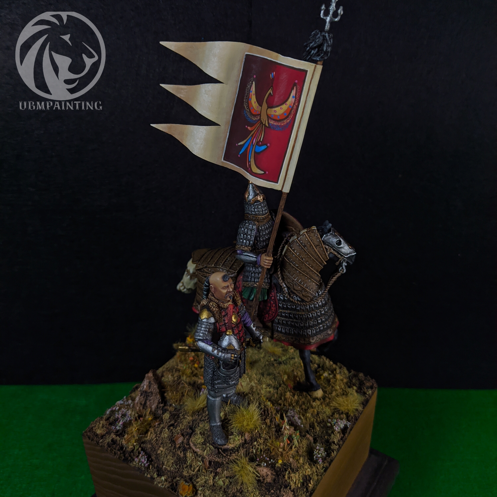 Mamai and his heavy rider 54mm - My, Modeling, Stand modeling, Painting miniatures, Miniature, Mongols, Rus, Golden Horde, Diorama, , Artist, Longpost