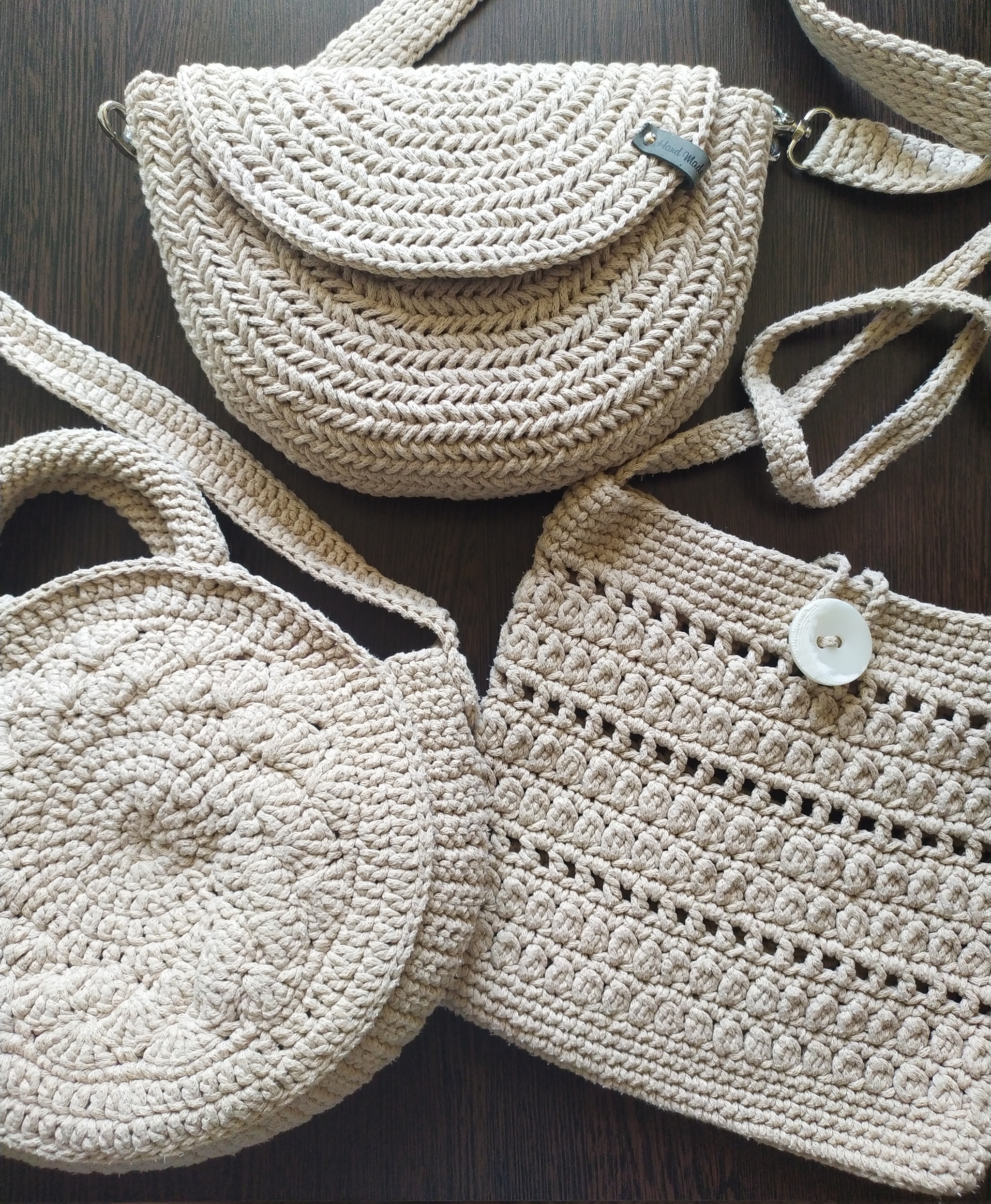 Three bags - one yarn - My, Knitting, Crochet, Сумка, Needlework without process, Longpost