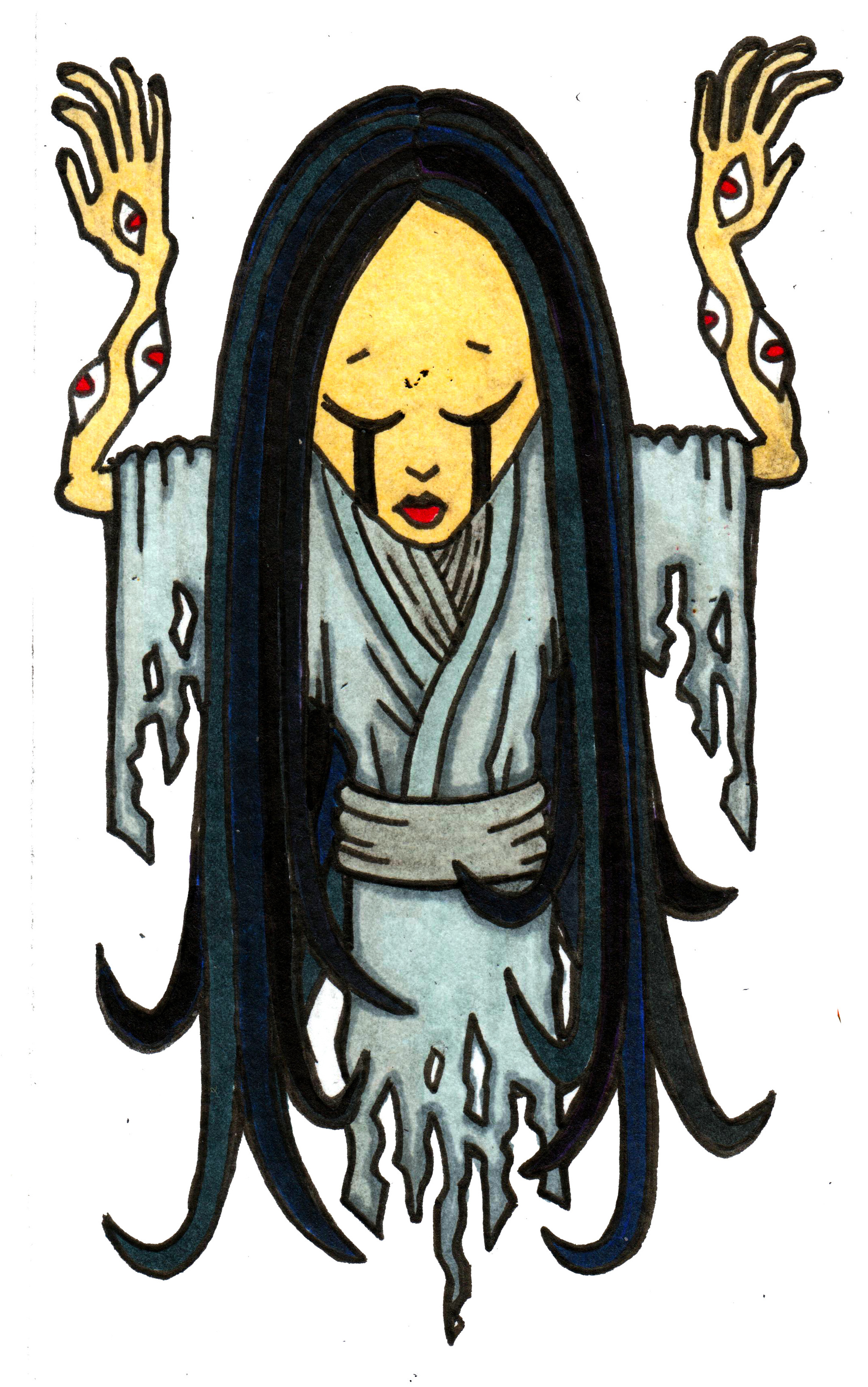 Japanese evil spirits - My, Art, Mythology, Japan, Yurei, Yokai, Kitsune, Longpost, Evil spirits