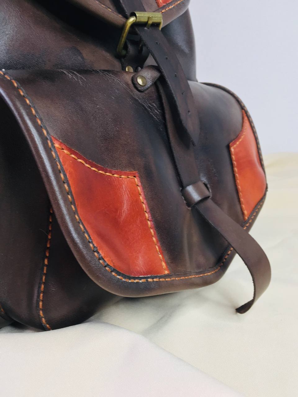 Backpack for sister to school - My, Leather products, Handmade, Leather, Presents, Longpost, Needlework with process