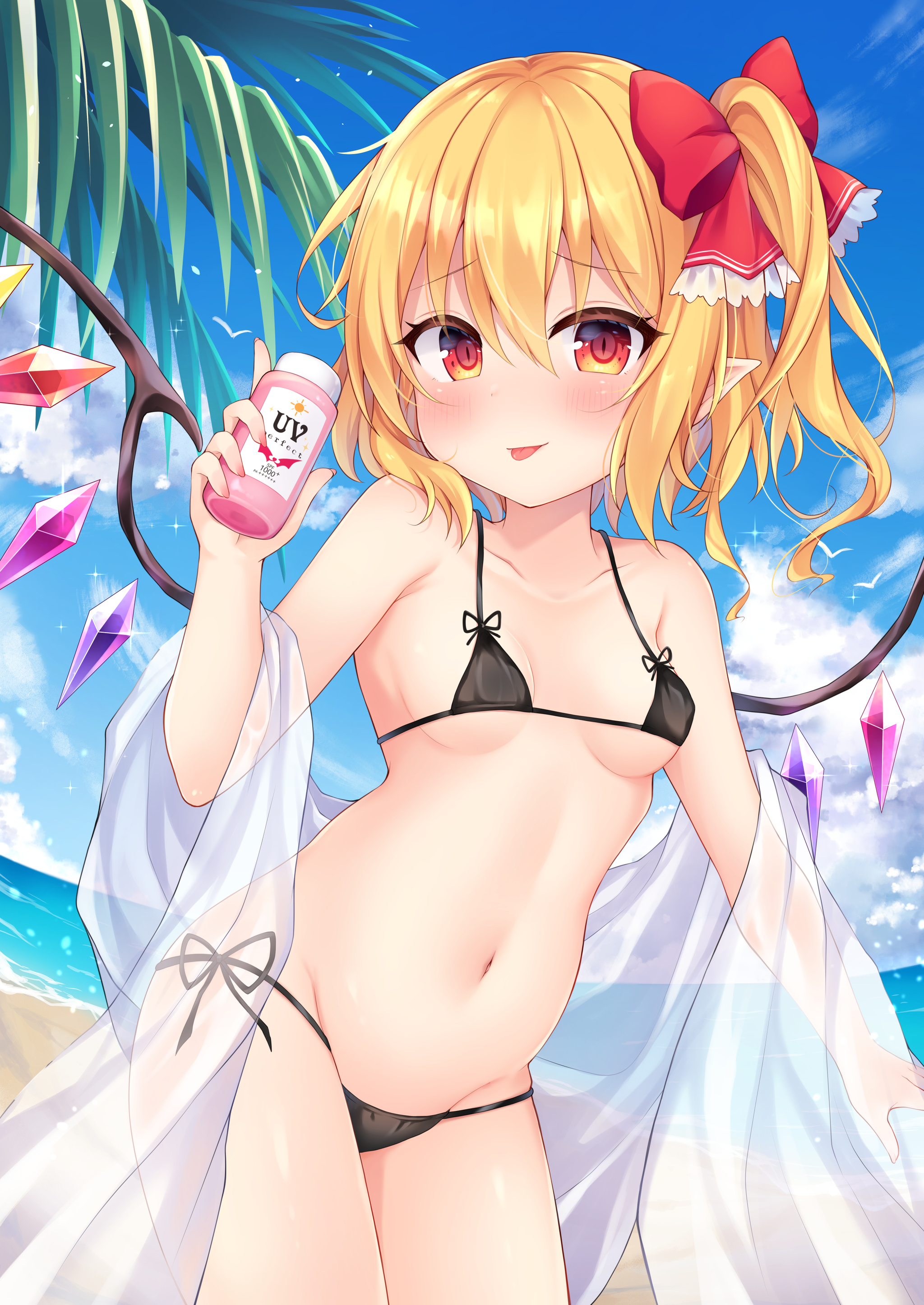 Flandre scarlet - NSFW, Touhou, Flandre scarlet, Anime art, Anime, Miy, Swimsuit, Breast, Hand-drawn erotica, , Erotic, Longpost