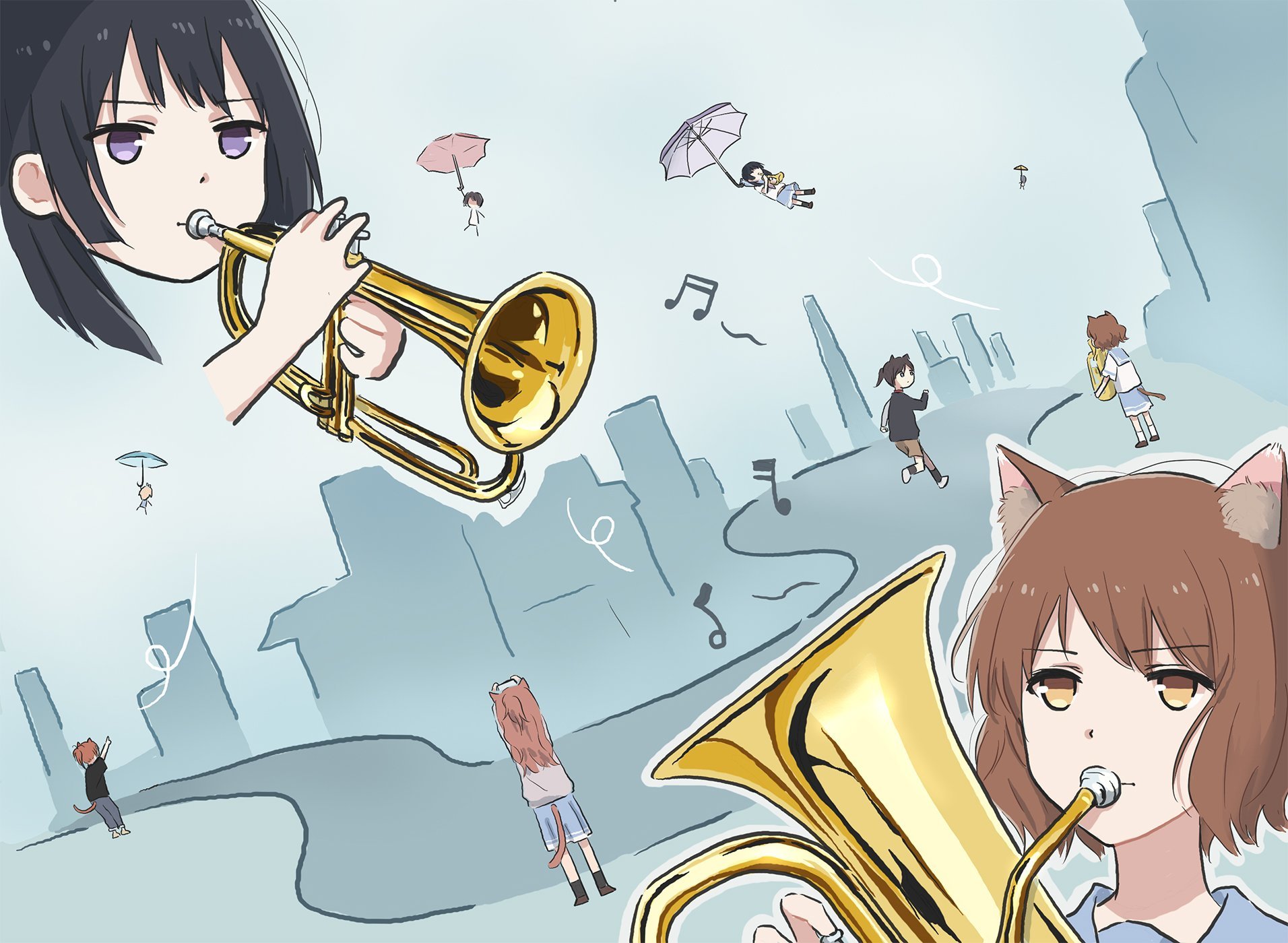 Daily life with a cat girl 4 - Anime, Anime art, Lyytoaoitori, Nozomi Kasaki, Mizore Yoroizuka, Neko, Animal ears, Comics, , Hibike! Euphonium, Yoshikawa yuuko, Natsuki Nakagawa, Liz and the Blue Bird, Longpost, Kousaka reina, Kumiko oumae, Asuka Tanaka, Nakaseko kaori, Ririka Kenzaki, Kanade Hisaishi