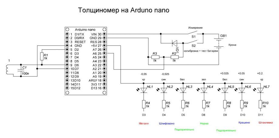 We measure the thickness of the paintwork on the Arduino - Arduino, Measuring instruments, With your own hands, LCP, Calibrator, Sketch, Longpost