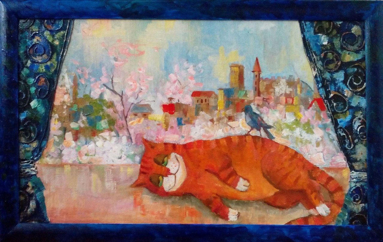 Tired - cat, Painting, Fatigue, Art