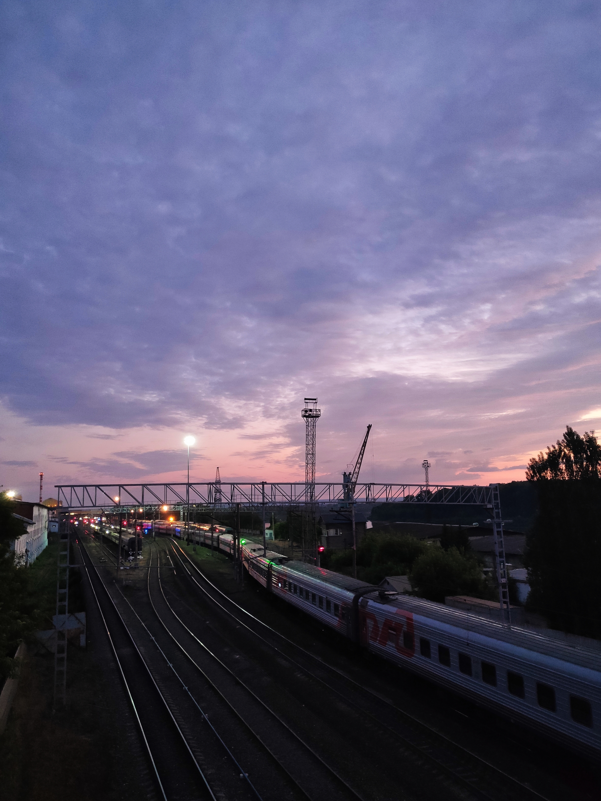 At night on an empty train ... - My, Railway, Sunset, Longpost