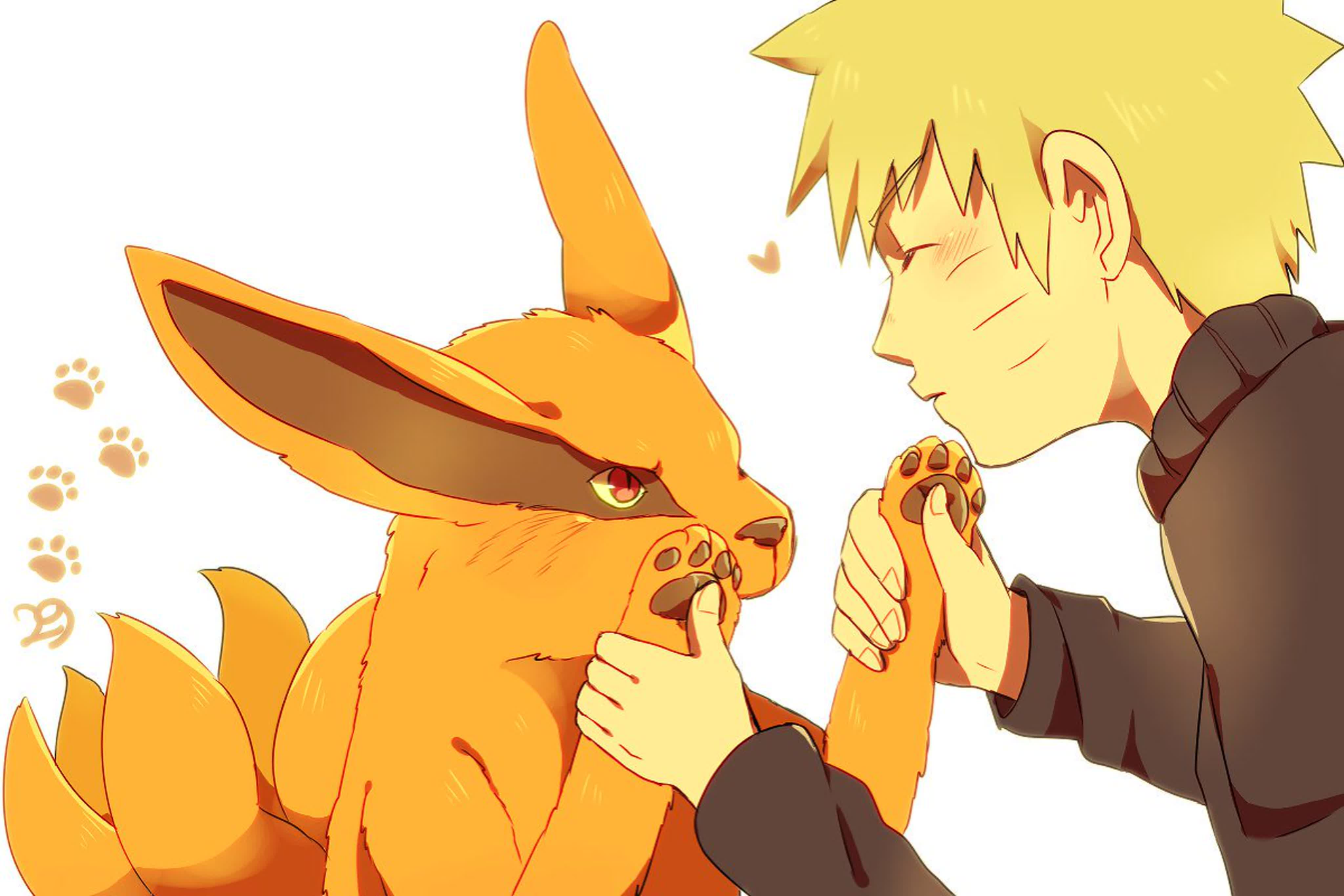 Kurama and Naruto - Anime, Naruto, Nine-tailed fox, Art, Anime art, Longpost