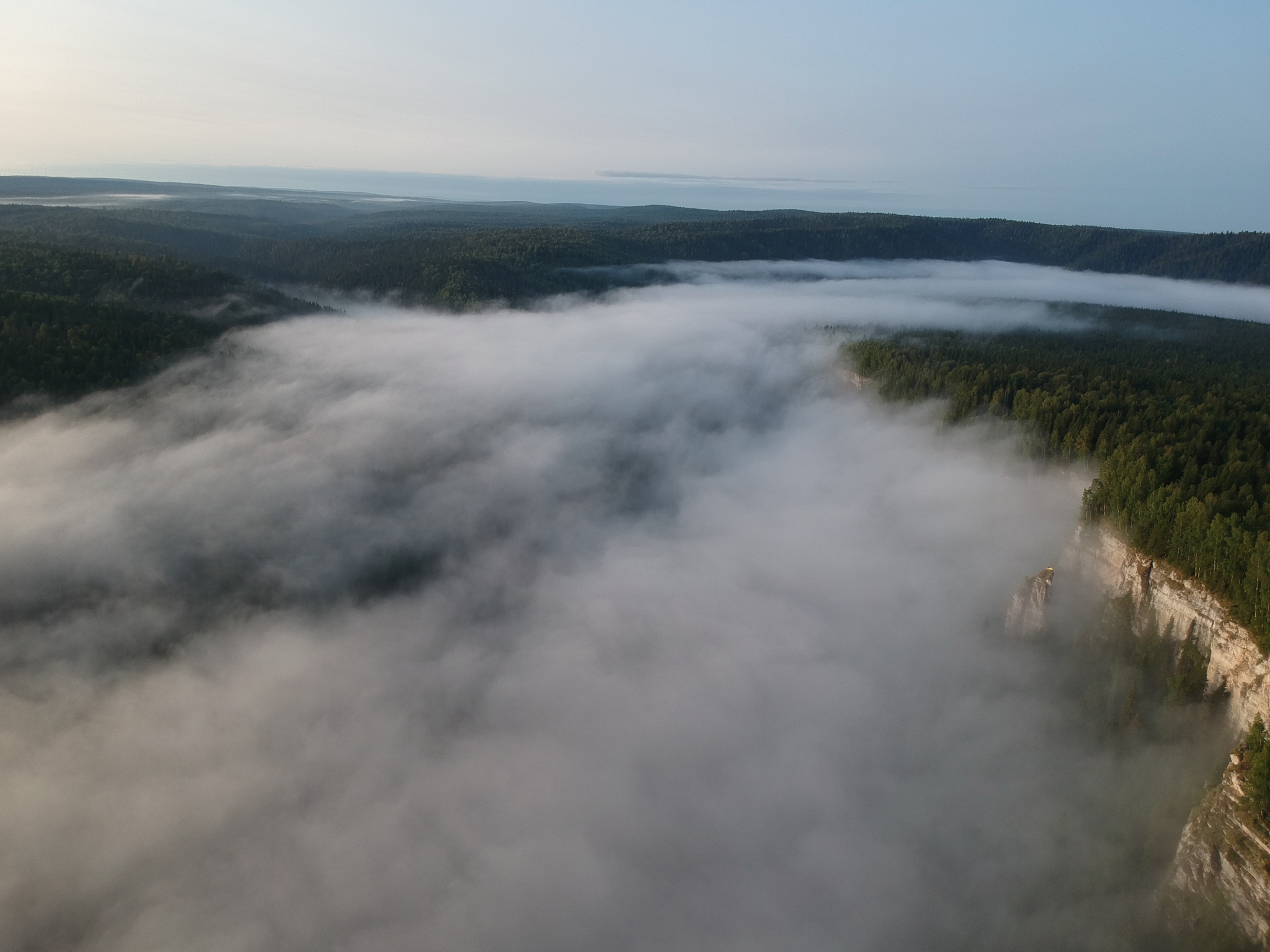 Usva - My, Usva, Perm Territory, dawn, Forest, Fog, DJI Spark, iPhone 11, The mountains, Longpost