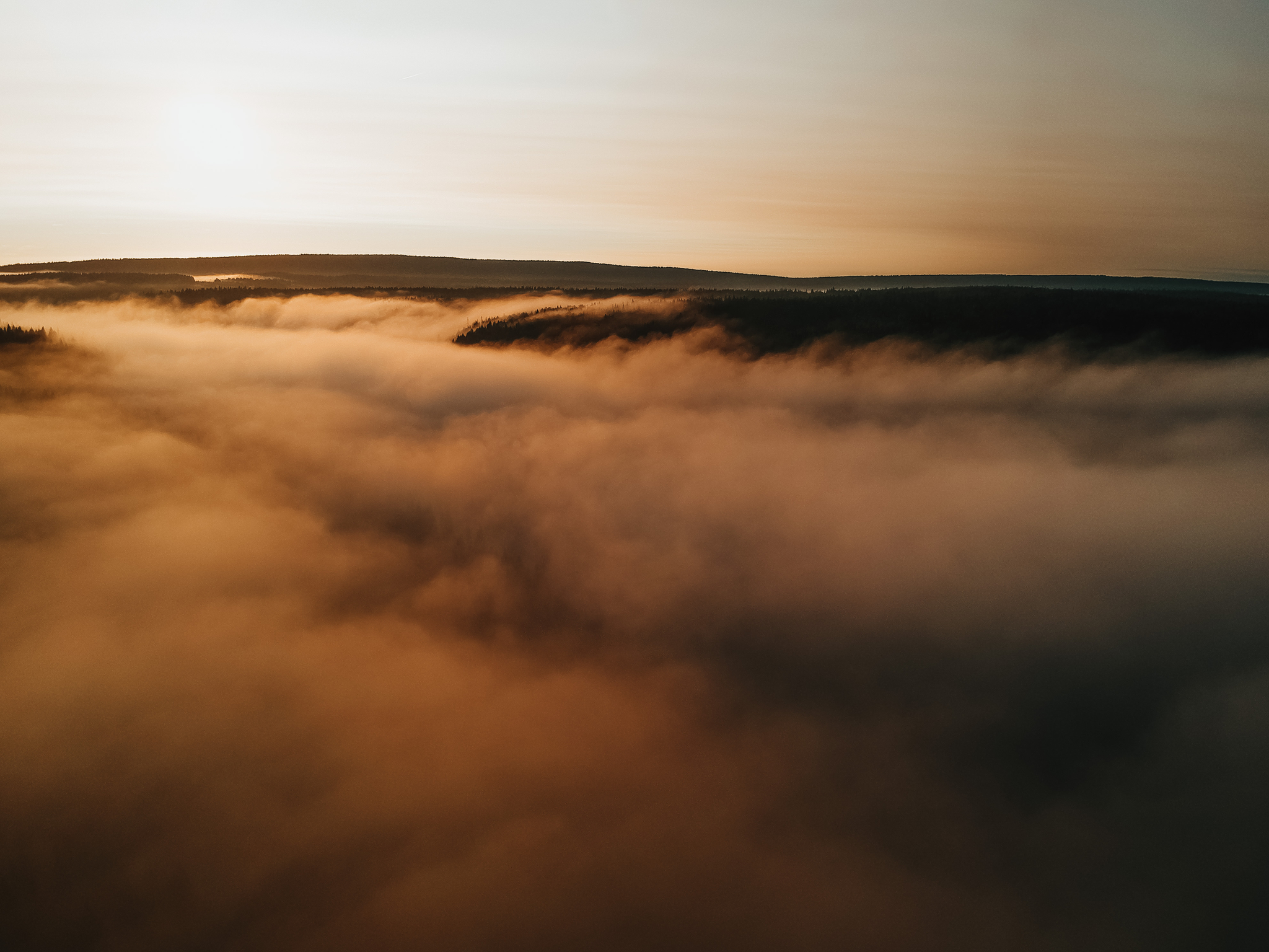 Usva - My, Usva, Perm Territory, dawn, Forest, Fog, DJI Spark, iPhone 11, The mountains, Longpost