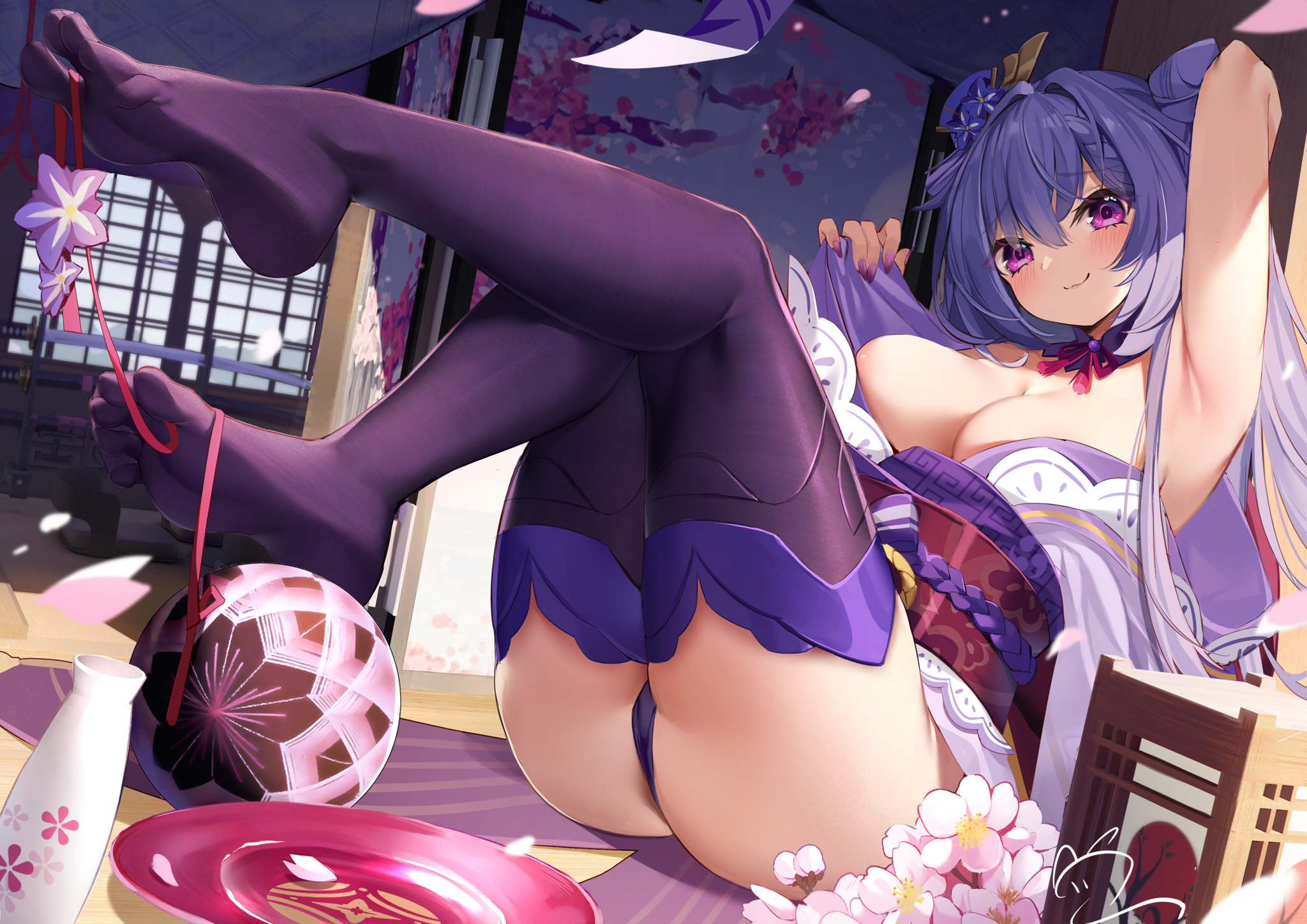 Keqing shogun - NSFW, Genshin impact, Keqing, Games, Art, Girls, Anime, Anime art, Raiden shogun, , Boobs