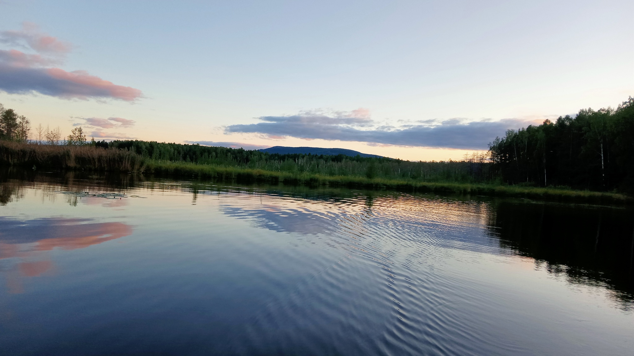 Evening dawn - My, Nature, Lake, Ural, Evening, Longpost