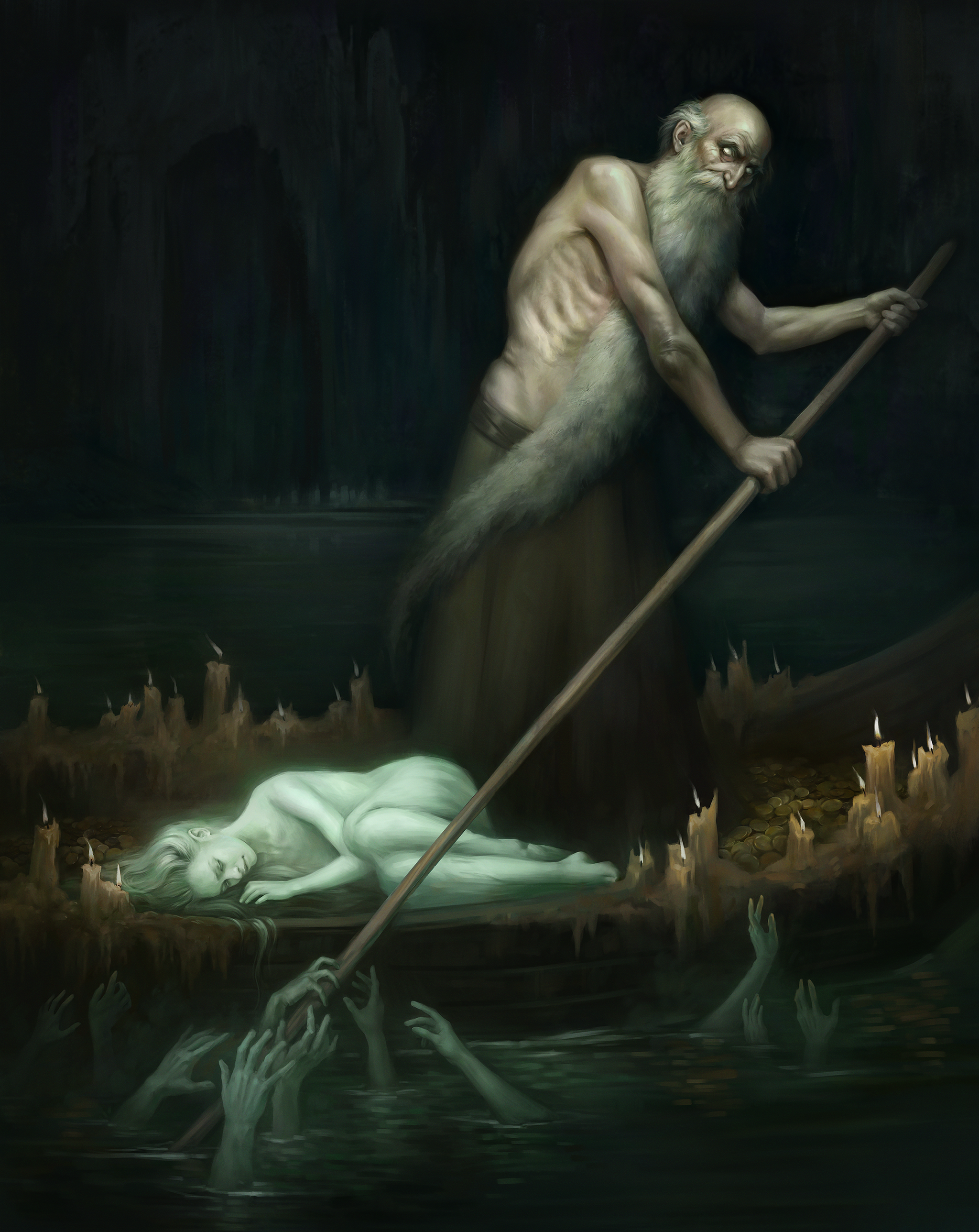 Charon - My, Art, Artstation, Mythology, Ancient greek mythology, Horror, Charon, Longpost, Illustrations, Digital drawing