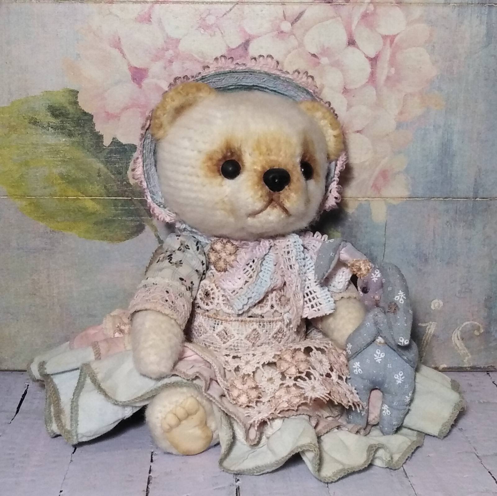 Knitted bear in vintage style - My, Needlework without process, Knitting, Crochet, Teddy bear, Soft toy, Knitted toys, Friday tag is mine, Interior doll, , Sewing, Hare, Longpost