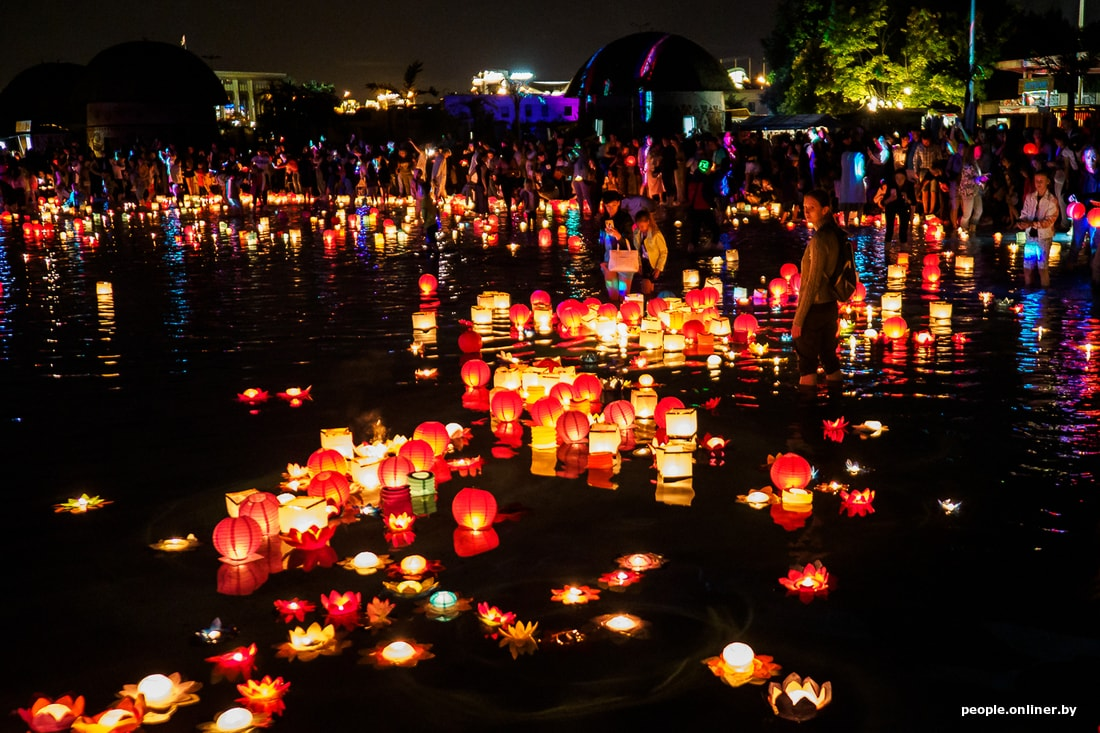 The first evening of the festival of water lanterns was held in Minsk - Republic of Belarus, The photo, Flashlight, Water, Fire show, Longpost