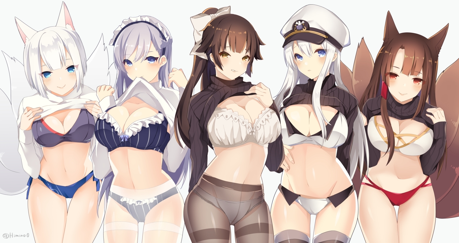 Azure path - NSFW, Anime, Anime art, Azur lane, Kaga, Belfast, Takao, Enterprise (Azur Lane), Akagi, , Underwear, Animal ears, Longpost