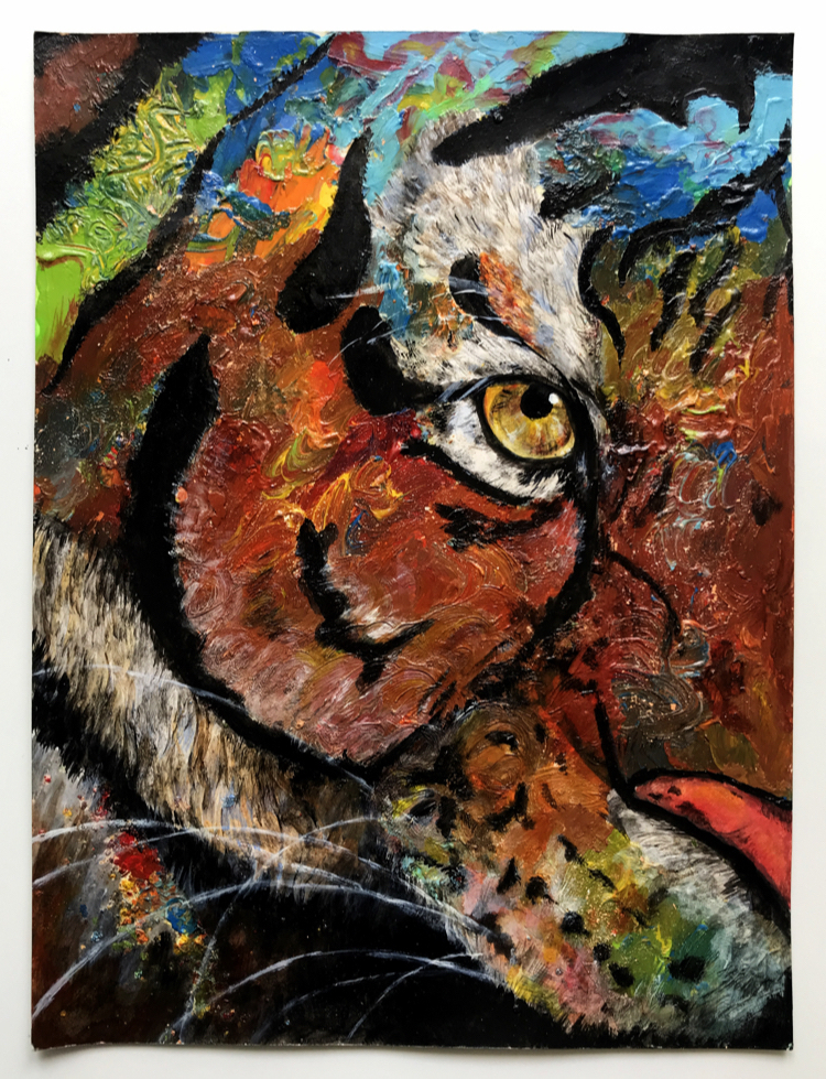 Burn bright | - My, Painting, Tiger, Pastel, Art, League of Artists, Longpost