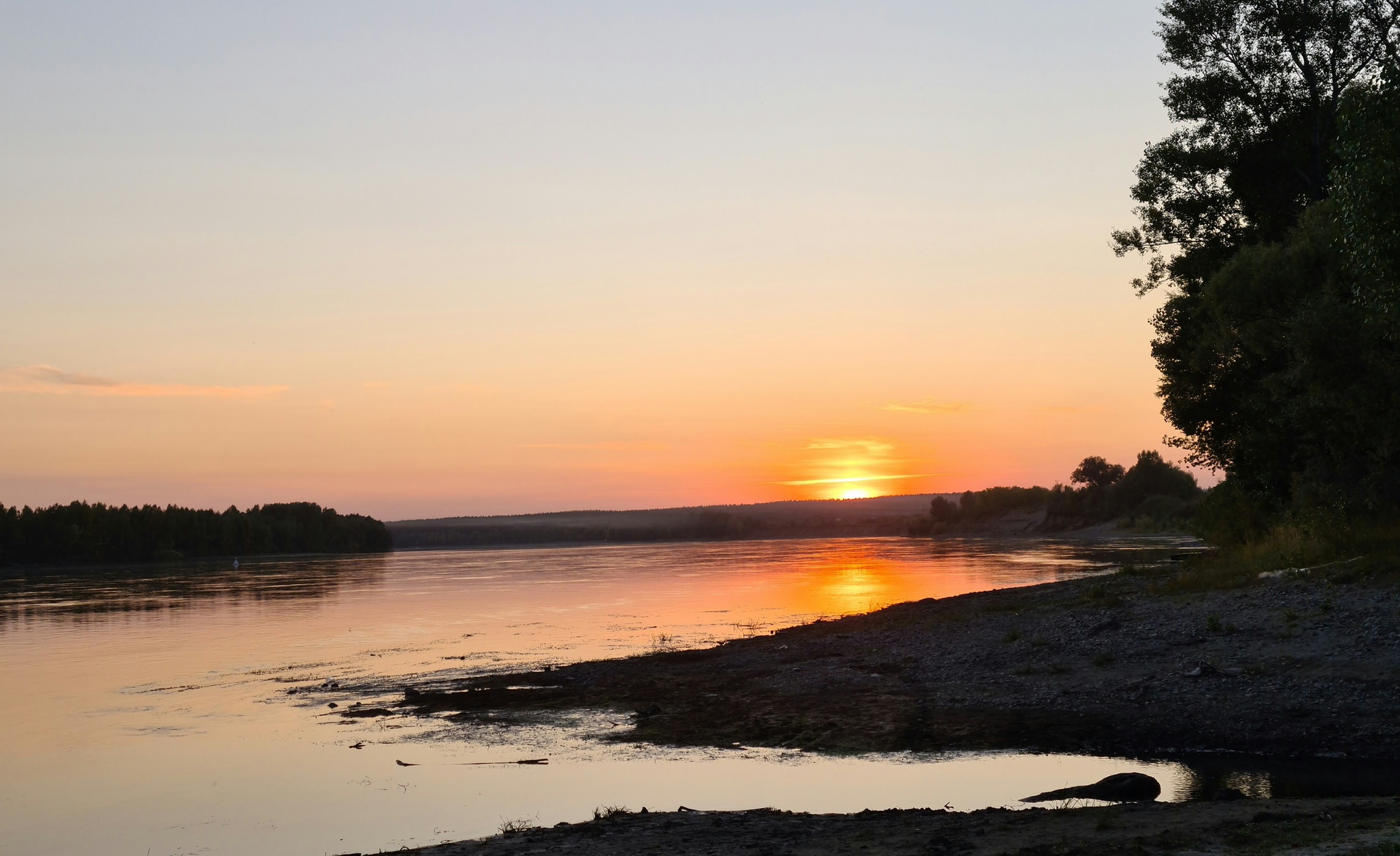 Sunset on the river Biya - My, Altai region, Nature, River, Sunset