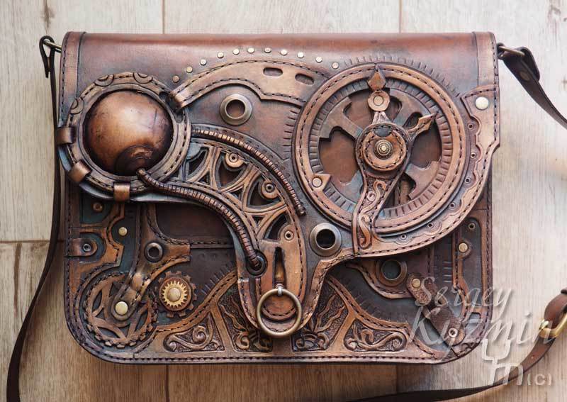 Favorite steam again - My, Natural leather, Leather, Сумка, Steampunk, Handmade, Longpost, Needlework without process