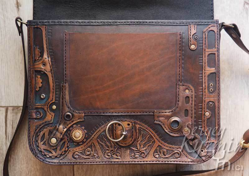 Favorite steam again - My, Natural leather, Leather, Сумка, Steampunk, Handmade, Longpost, Needlework without process